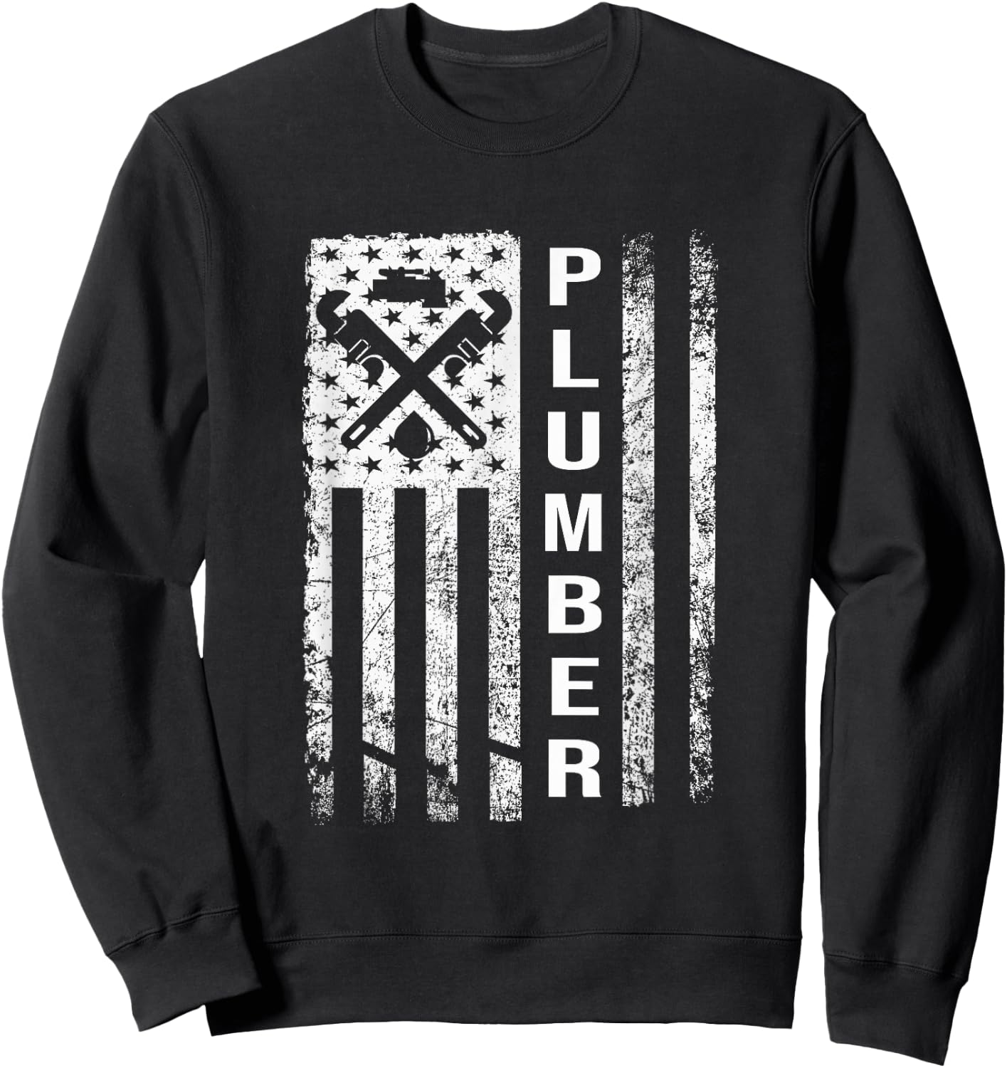 Plumber Flag - Gifts For Plumbers Funny Plumbing Outfit Sweatshirt - Sweatshirt | Black
