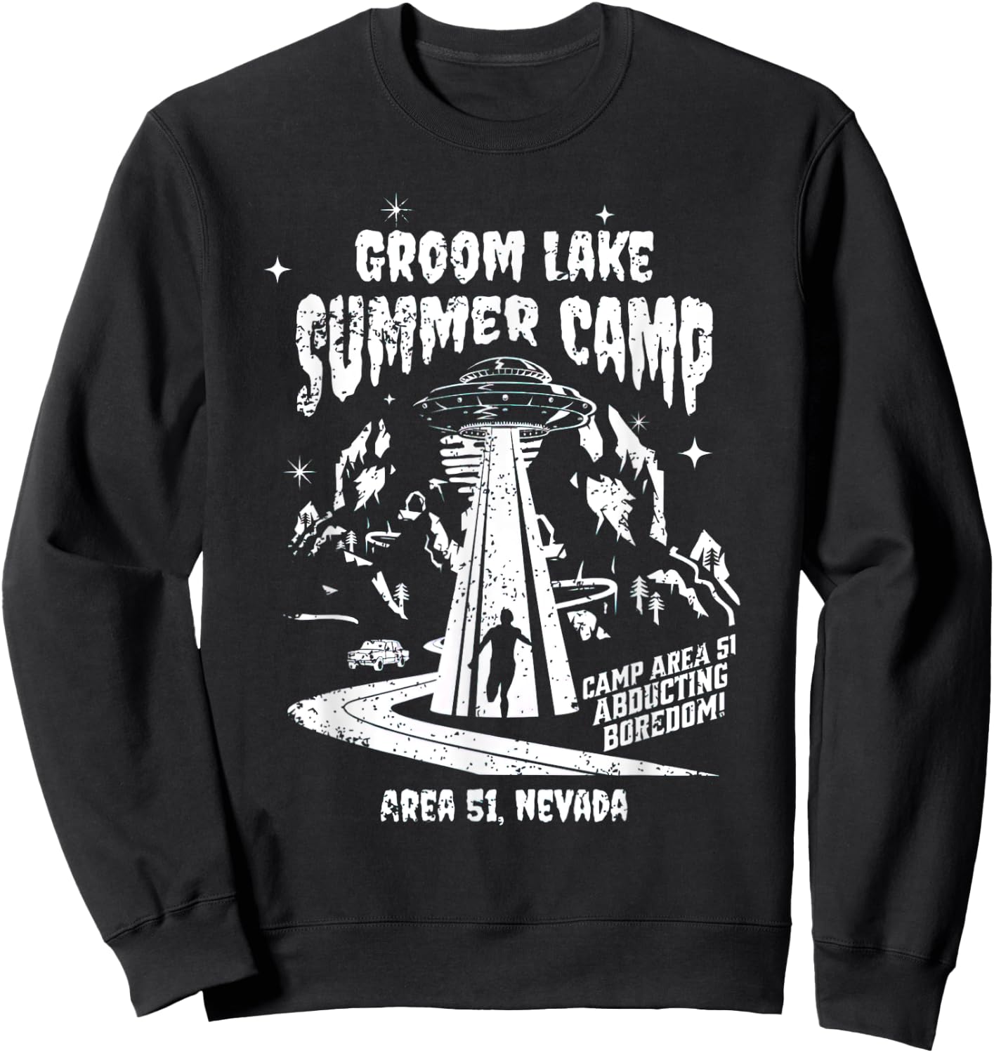 Groom Lake Summer Camp - Funny Area 51 Alien UFO Graphic Sweatshirt - Sweatshirt | Black