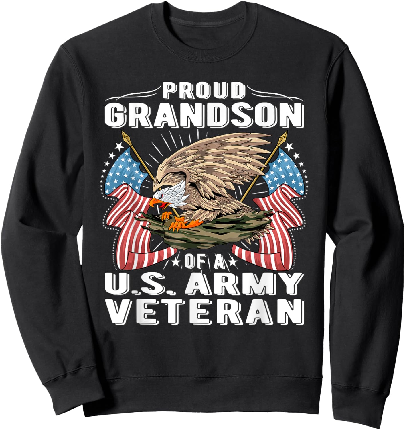 Proud Grandson Of A US Army Veteran - Military Vet's Family Sweatshirt - Sweatshirt | Black