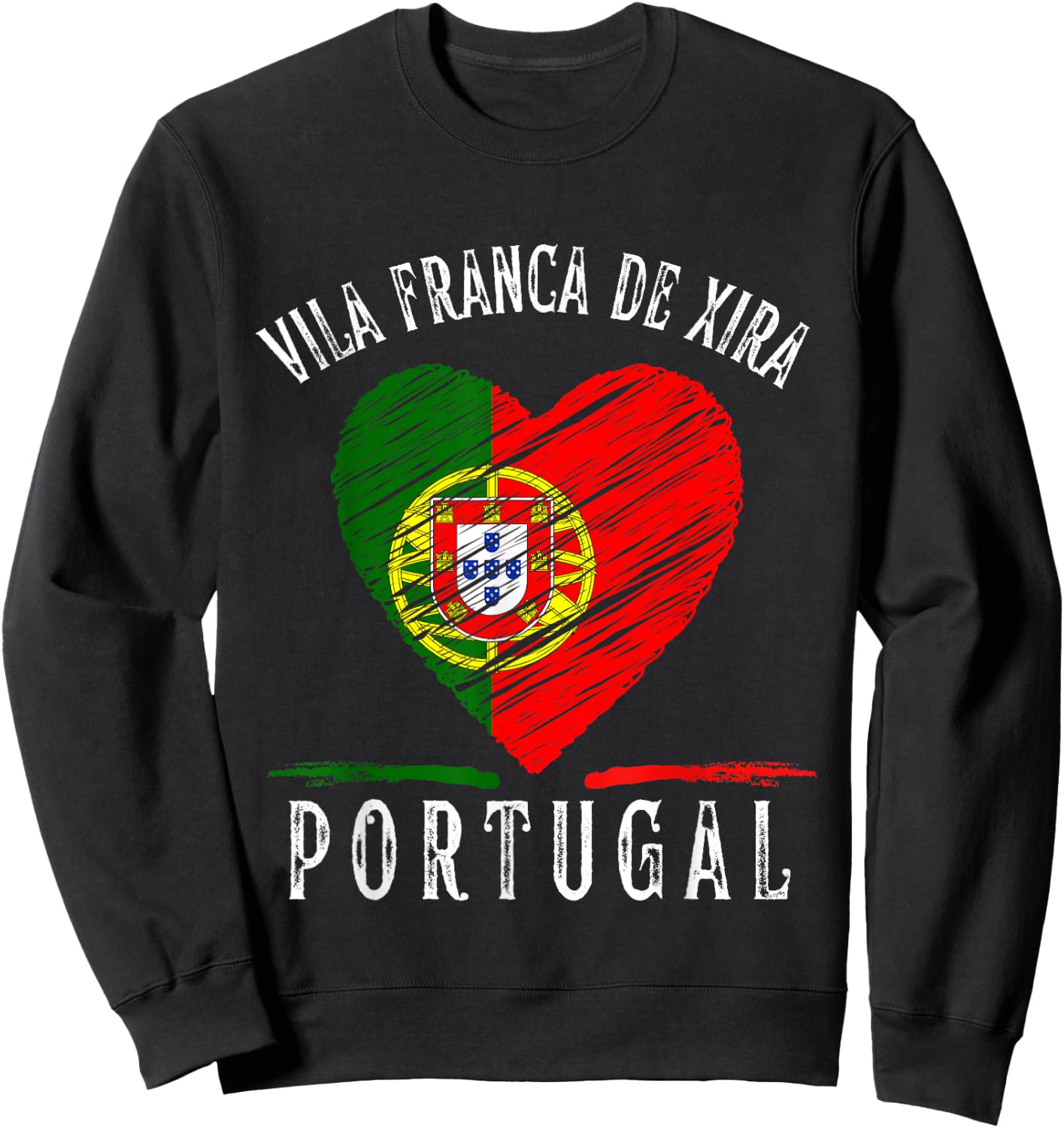 Portugal Flag Heart Vila Franca De Xira City Sweatshirt - Sweatshirt | Black