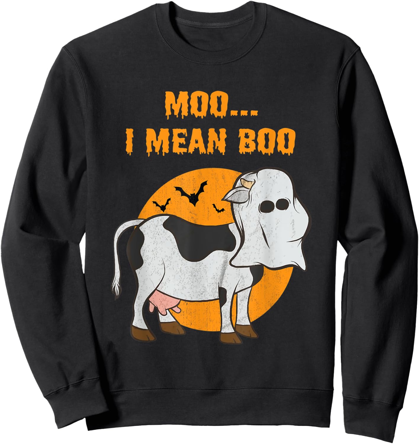 Ghost Cow Moo I Mean Boo Sweatshirt - Sweatshirt | Black