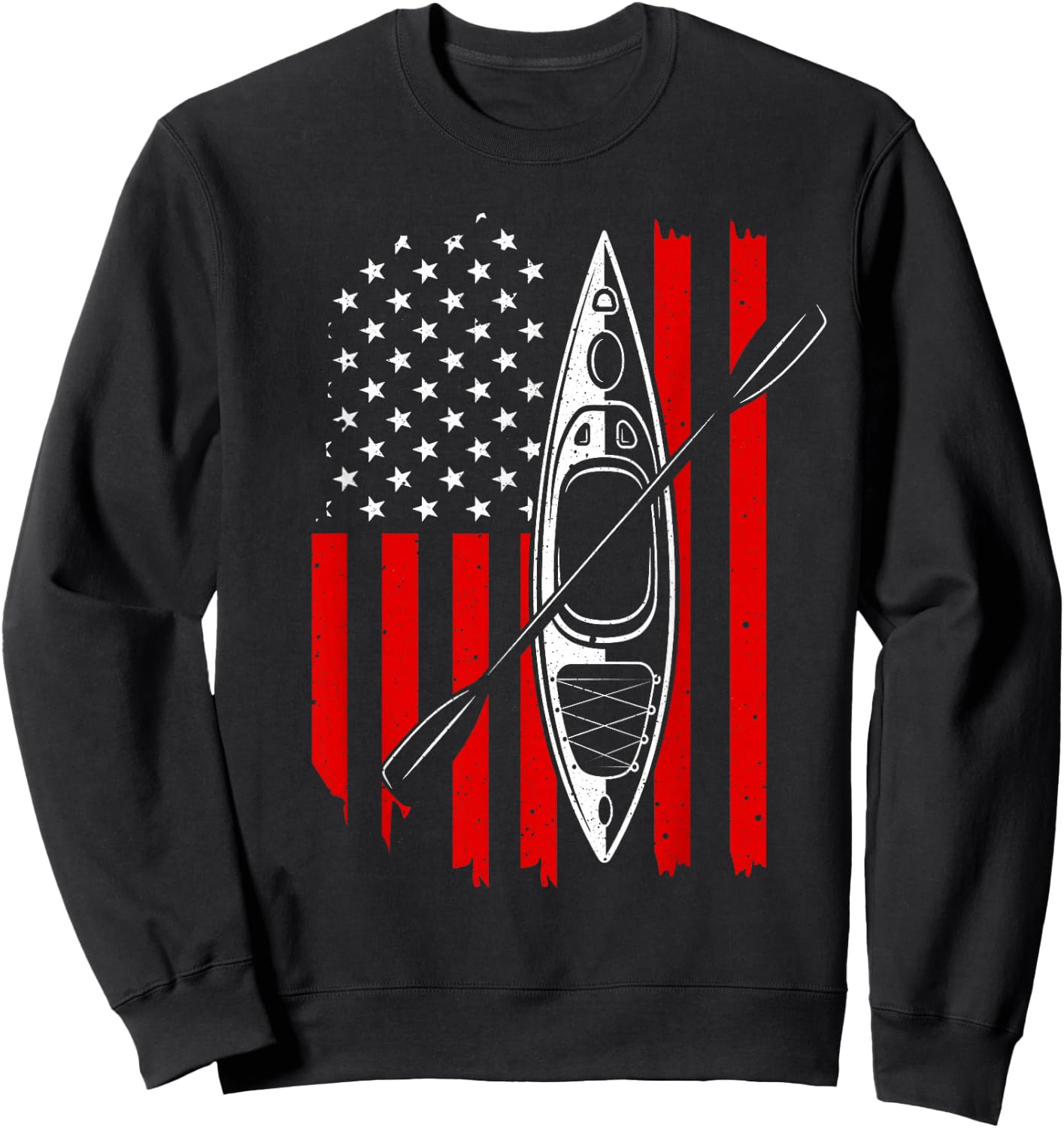 Funny Kayaking Gift Women Cool American Flag Kayak Sweatshirt - Sweatshirt | Black