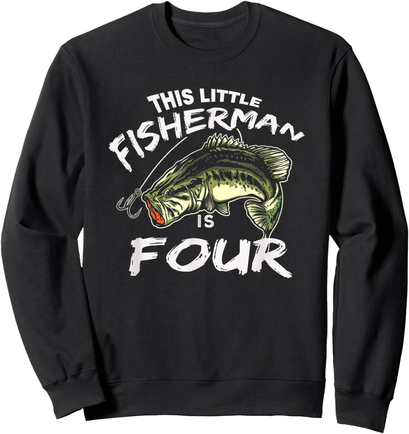 4th Birthday Fishing This Fisherman Is 4 Sweatshirt - Sweatshirt | Black