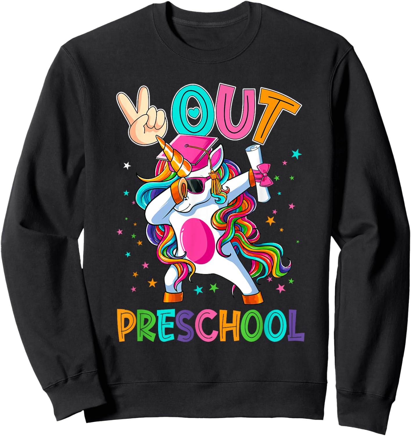 Unicorn Peace Out Preschool Graduate Graduation Last Day Sweatshirt - Sweatshirt | Black