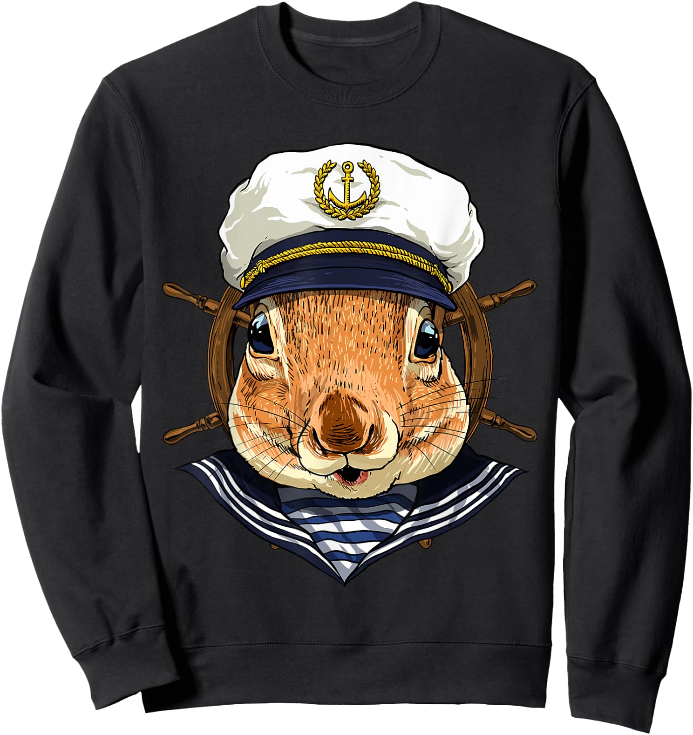 Squirrel Sailor Boat Captain Wildlife Squirrel Rodent Animal Sweatshirt - Sweatshirt | Black