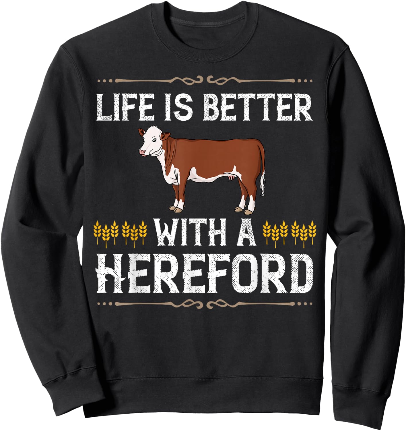 Hereford Cow Cattle Bull Beef Farm Sweatshirt - Sweatshirt | Black