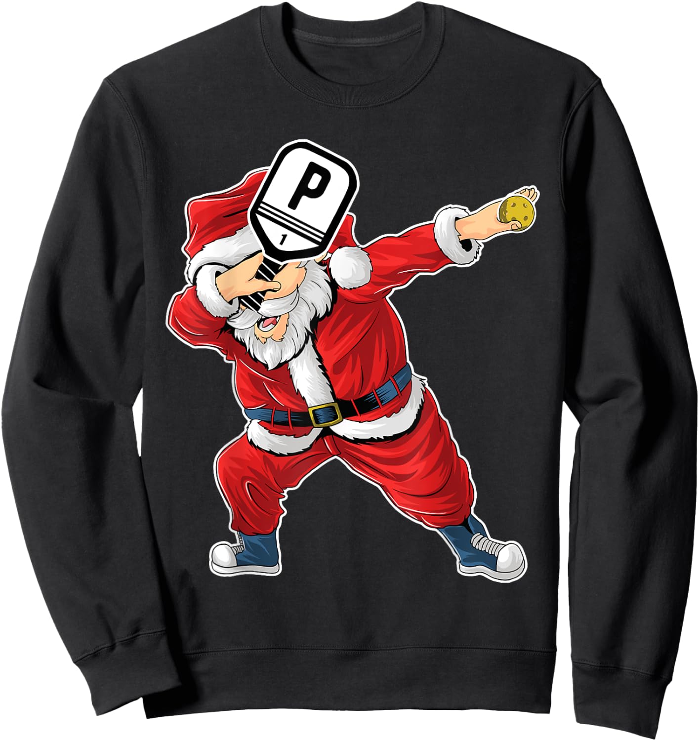 Santa Claus Pickleball Paddle Funny Pickleball Christmas Sweatshirt - Sweatshirt | Black