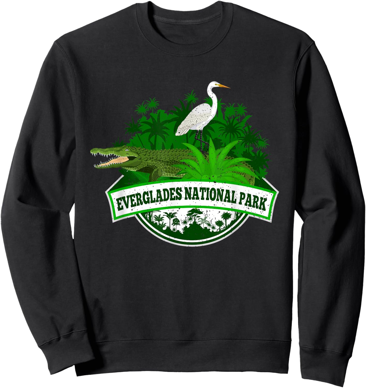 Bird and Florida Alligator Of Everglades National Park Sweatshirt - Sweatshirt | Black