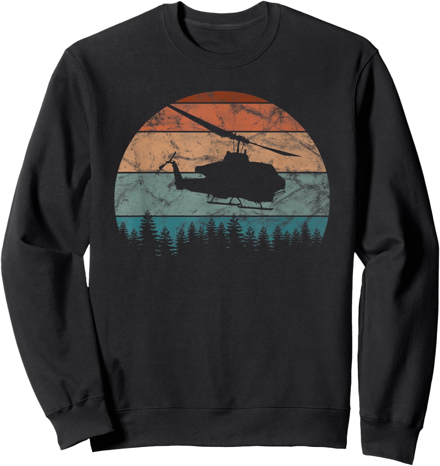 AH-1 Cobra Helicopter Retro Vintage Sweatshirt - Sweatshirt | Black