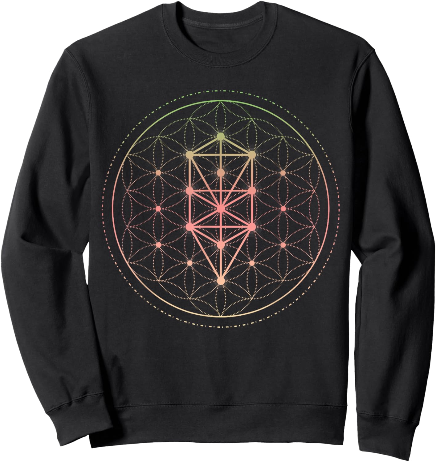 Trippy Cool Yoga Sacred Geometry Geometric Repeating Circles Sweatshirt - Sweatshirt | Black