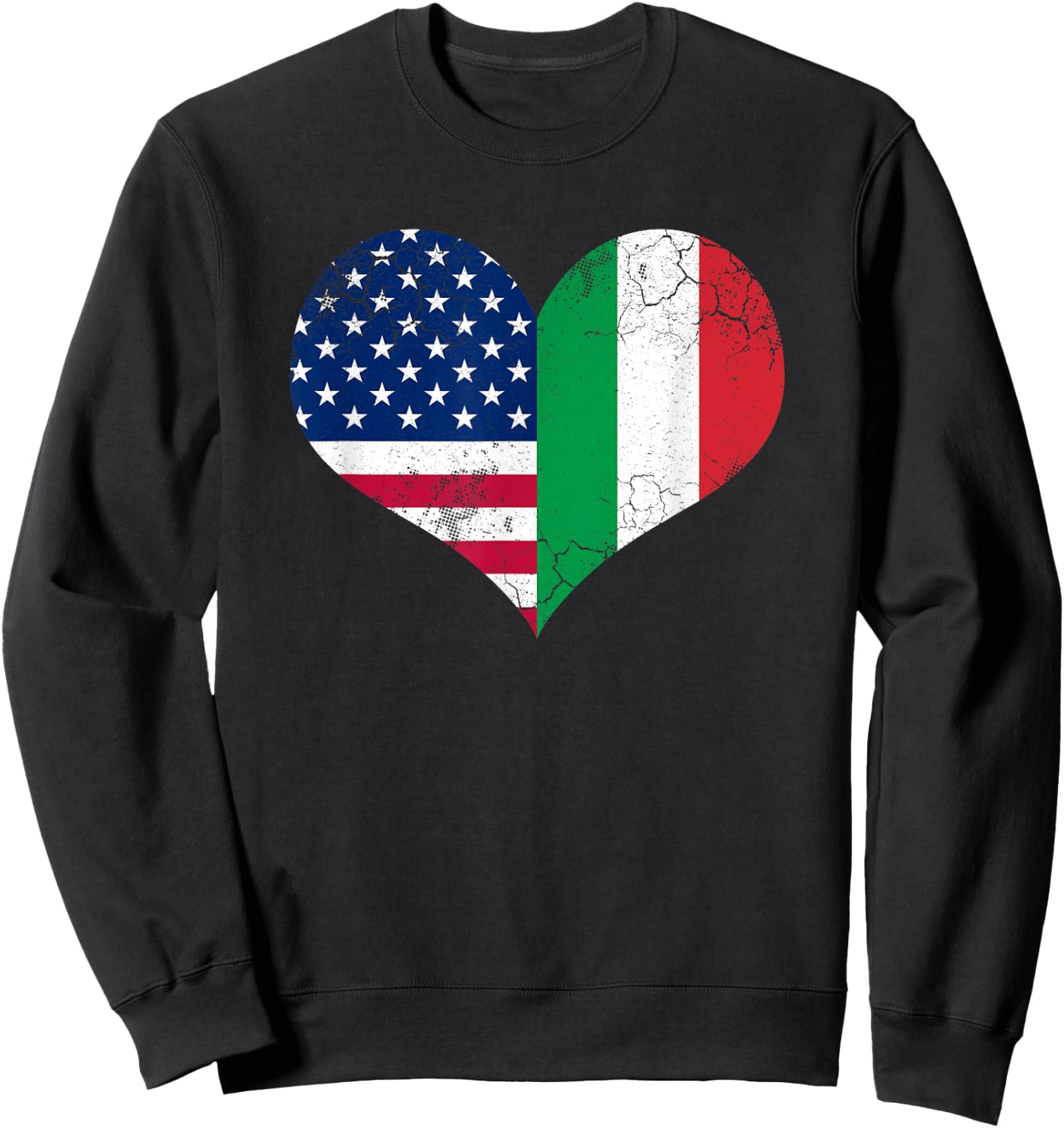 Italian American Flag Heart Love USA Italia Italy Sweatshirt - Sweatshirt | Black