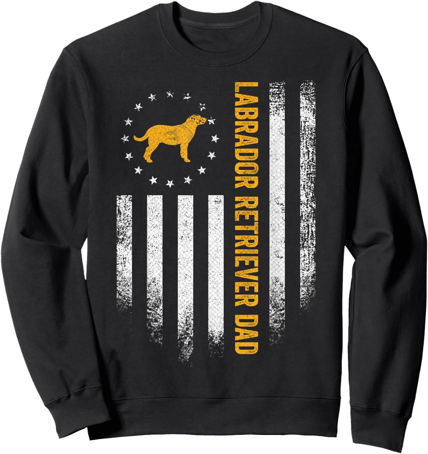 Vintage USA Flag Proud Labrador Retriever Dad Lab Silhouette Sweatshirt - Sweatshirt | Black