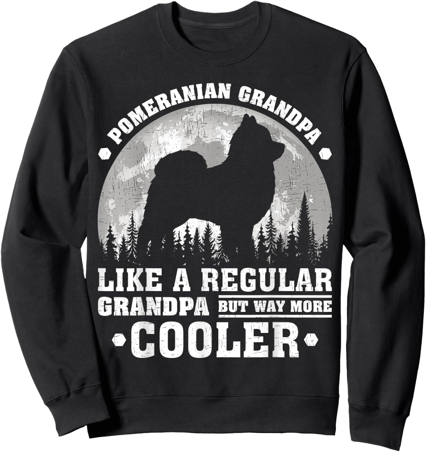 Pomeranian Grandpa Funny Vintage Pomeranian Dog Father's Day Men Sweatshirt - Sweatshirt | Black