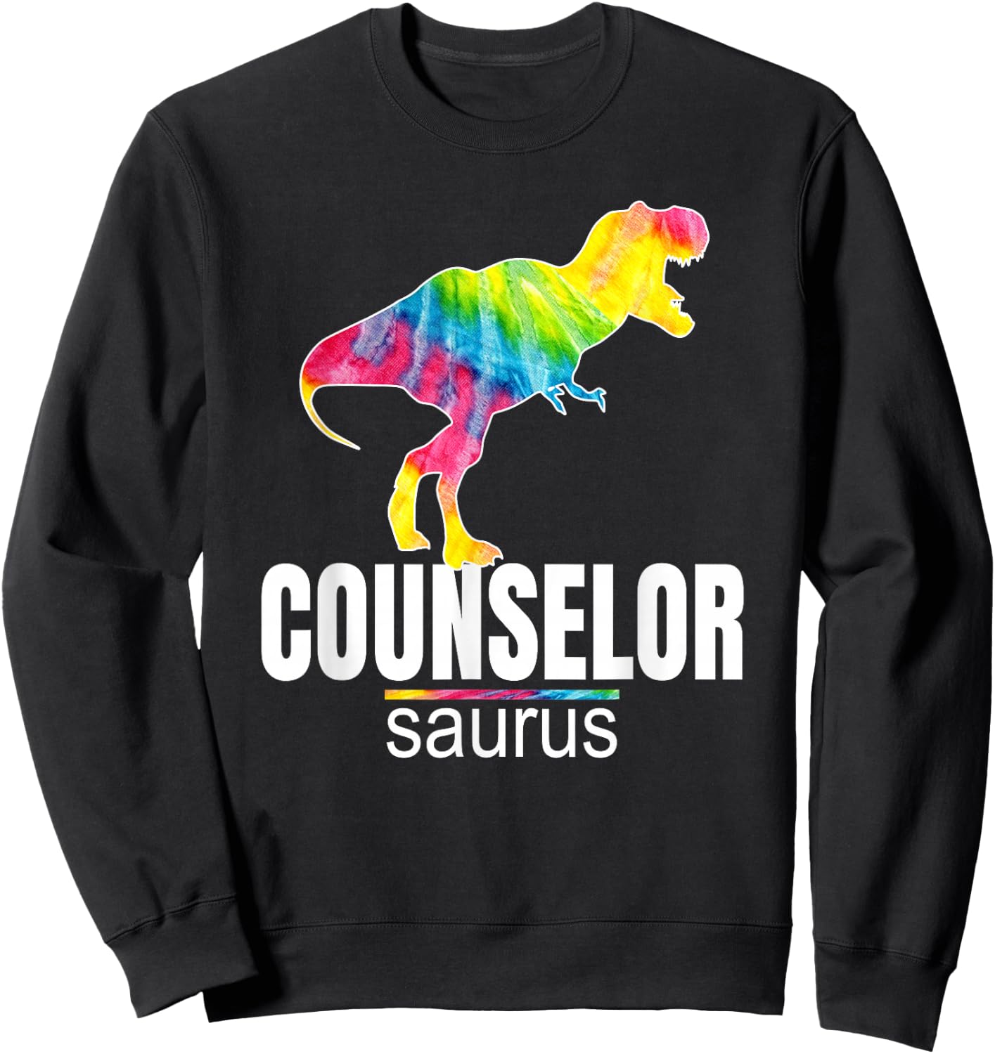 Counselorsaurus Dinosaur Funny Counselor Back-School Cute Sweatshirt - Sweatshirt | Black