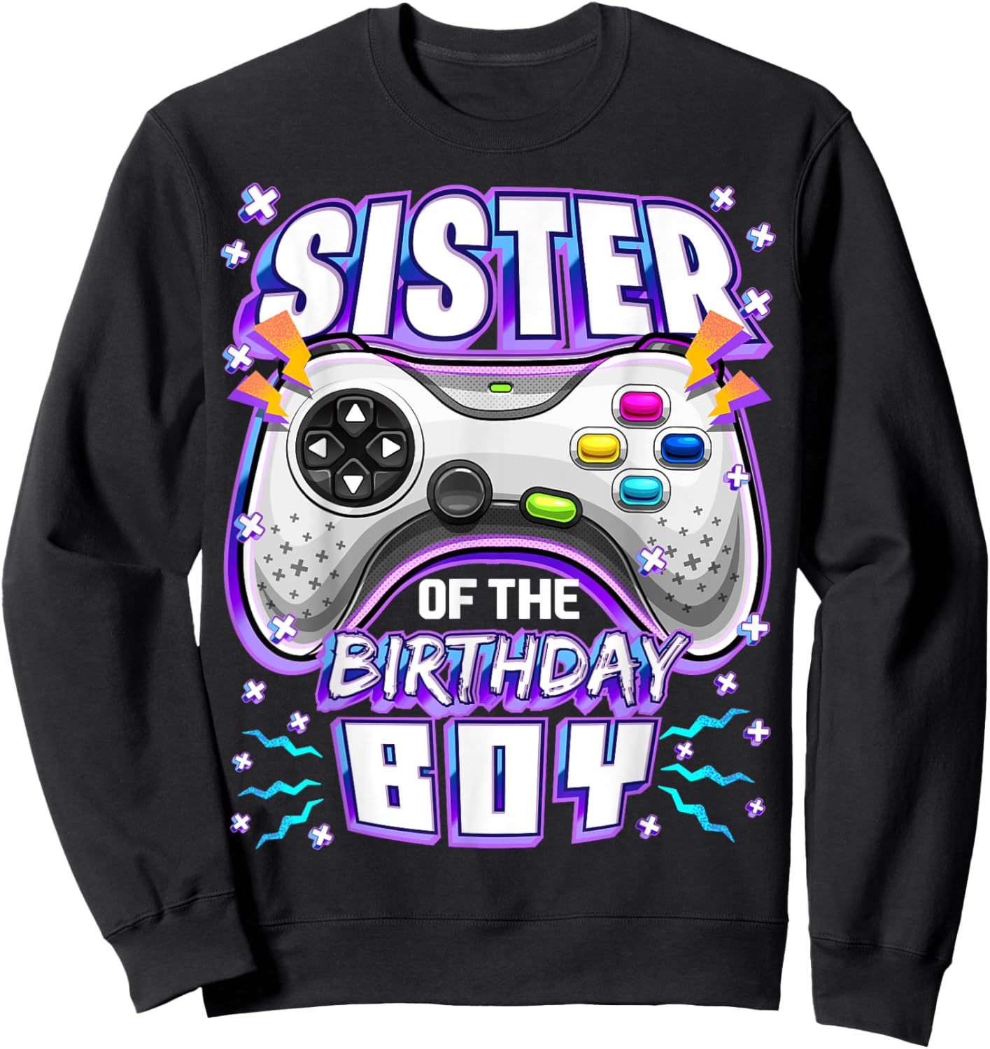 Sister of the Birthday Boy Matching Video Gamer Party Sweatshirt - Sweatshirt | Black