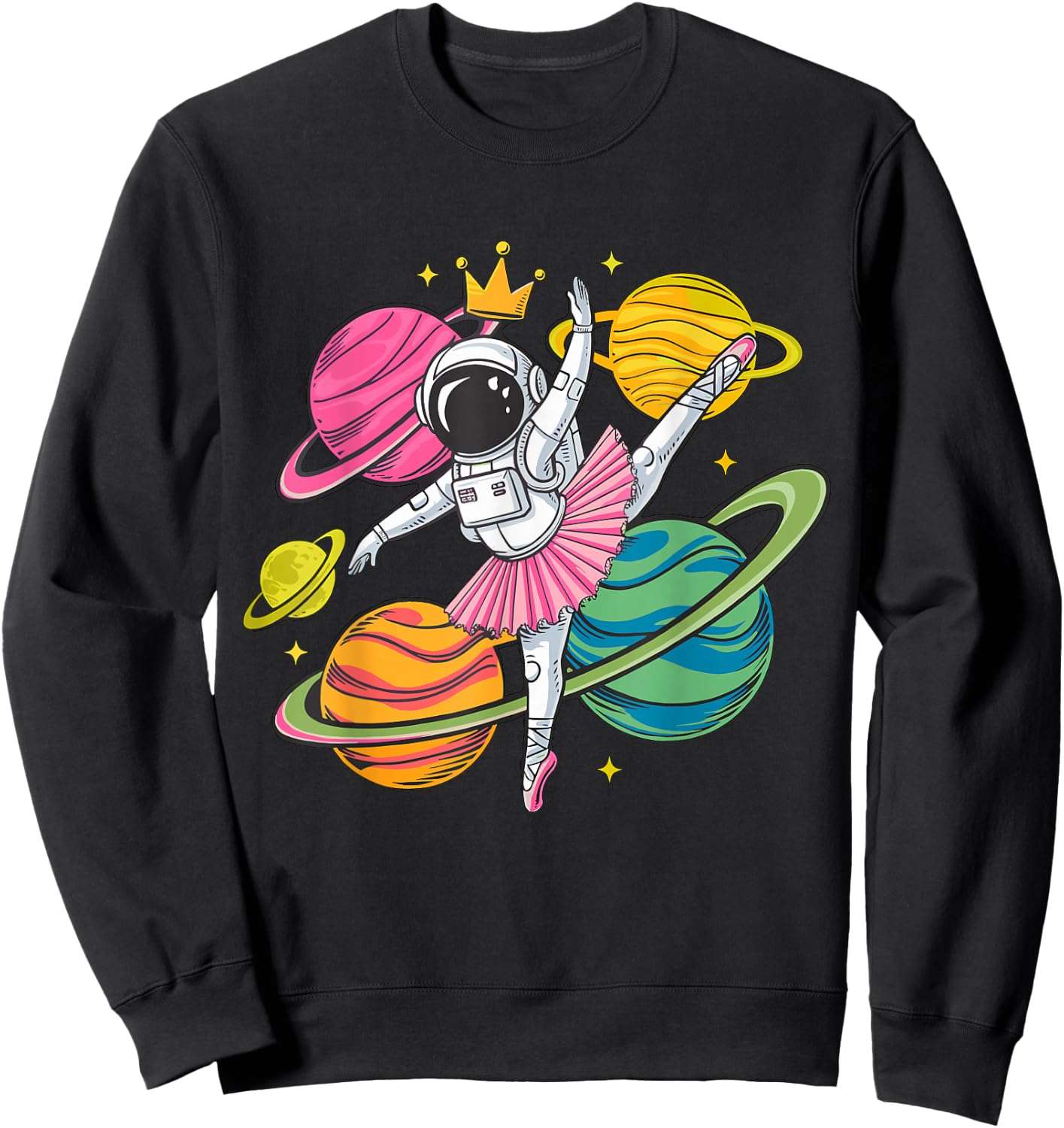 Ballerina Astronaut Space Dancing Dance Girl Sweatshirt - Sweatshirt | Black