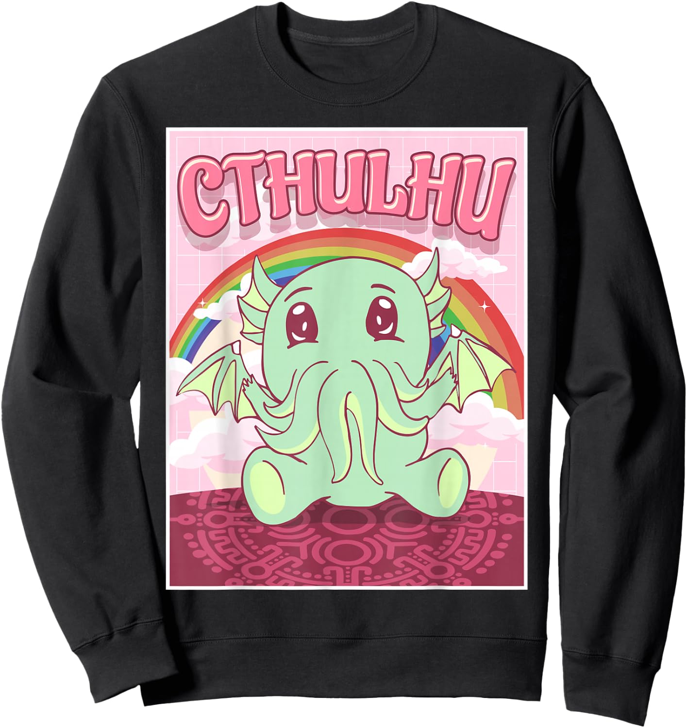Kawaii Cthulhu Necronomicon Cute Cthulhu Monster Sweatshirt - Sweatshirt | Black
