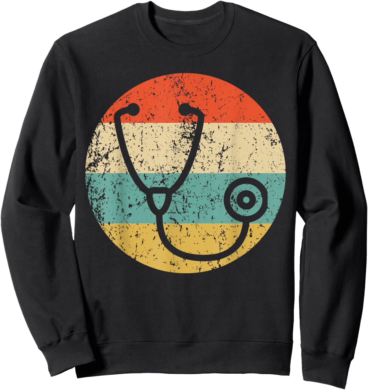 Doctor Nurse Vintage Retro Stethoscope Sweatshirt - Sweatshirt | Black