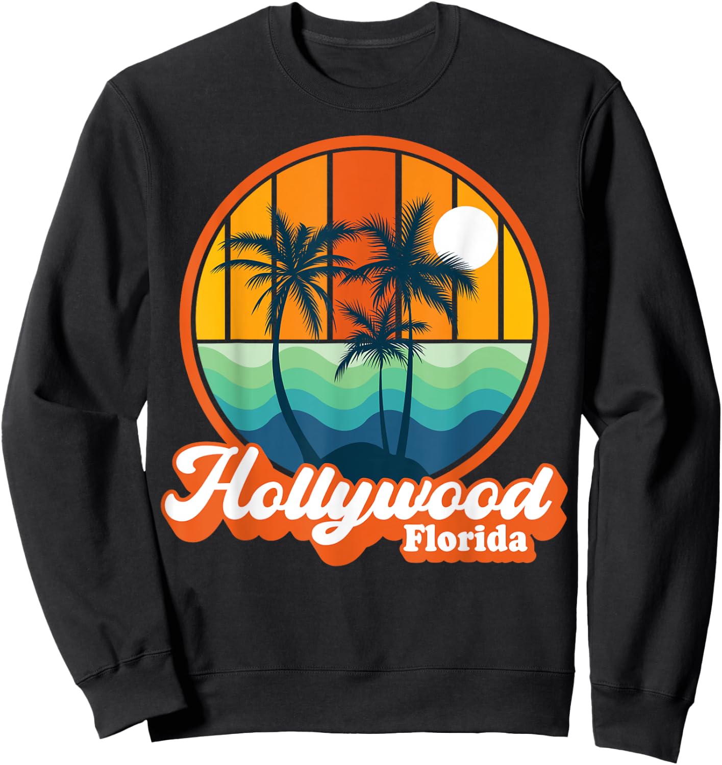 Vintage Hollywood Florida Summer Vacation Beach Souvenirs Men Women Kids Sweatshirt - Sweatshirt | Black