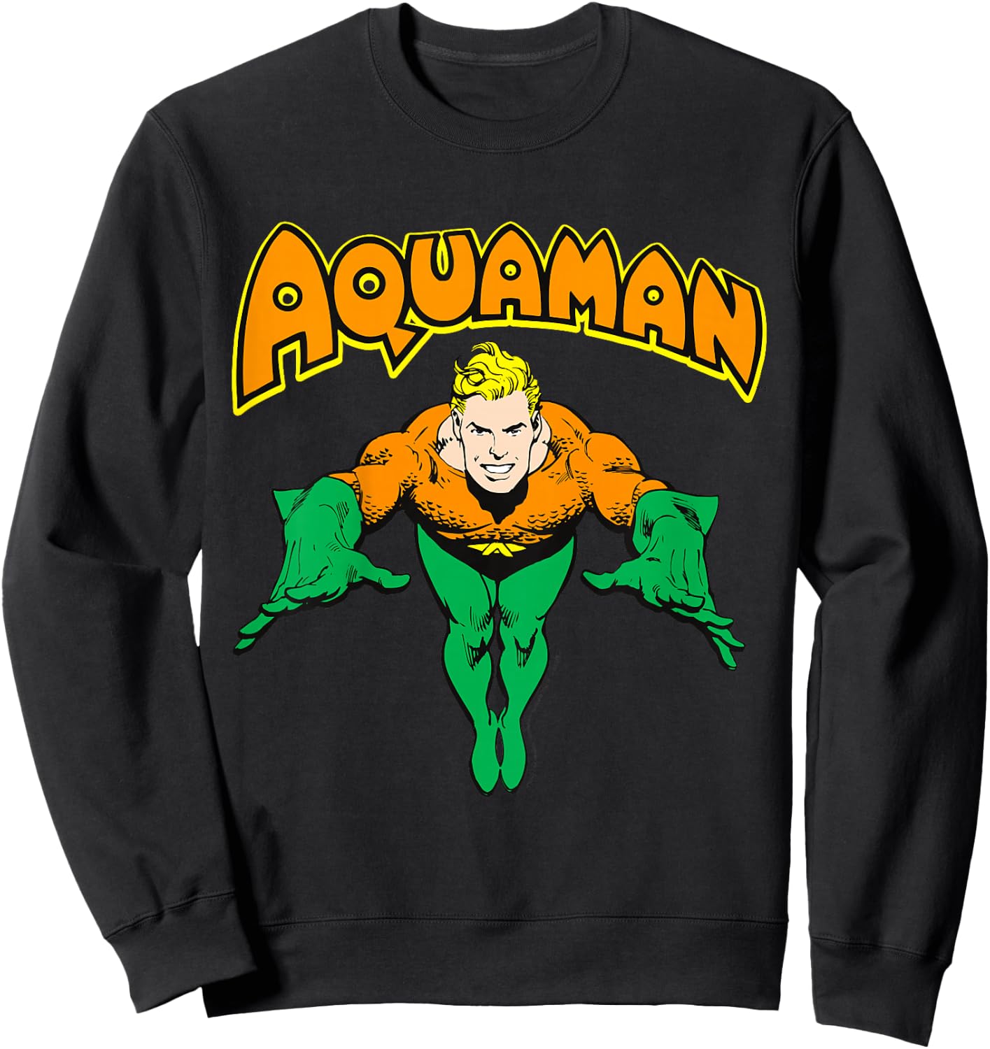 Kids DC Comics Aquaman Vintage Portrait Logo Sweatshirt - Sweatshirt | Black