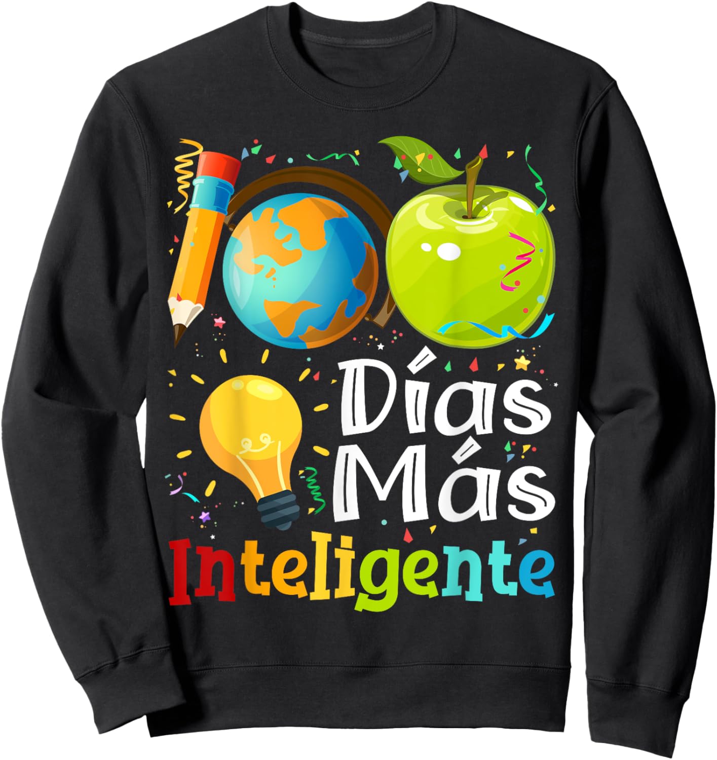 100 Dias mas inteligente Spanish Teacher 100th Day School Women Kids Sweatshirt - Sweatshirt | Black