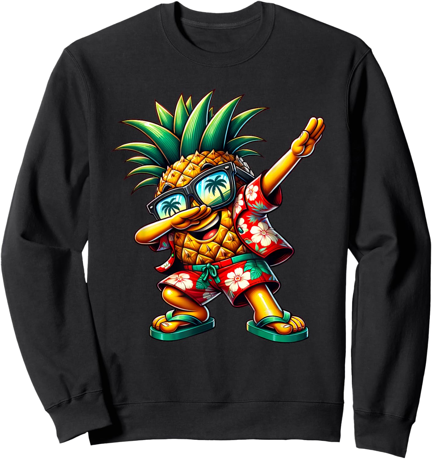 Dabbing Pineapple Sunglasses Aloha Beaches Hawaii Sweatshirt - Sweatshirt | Black