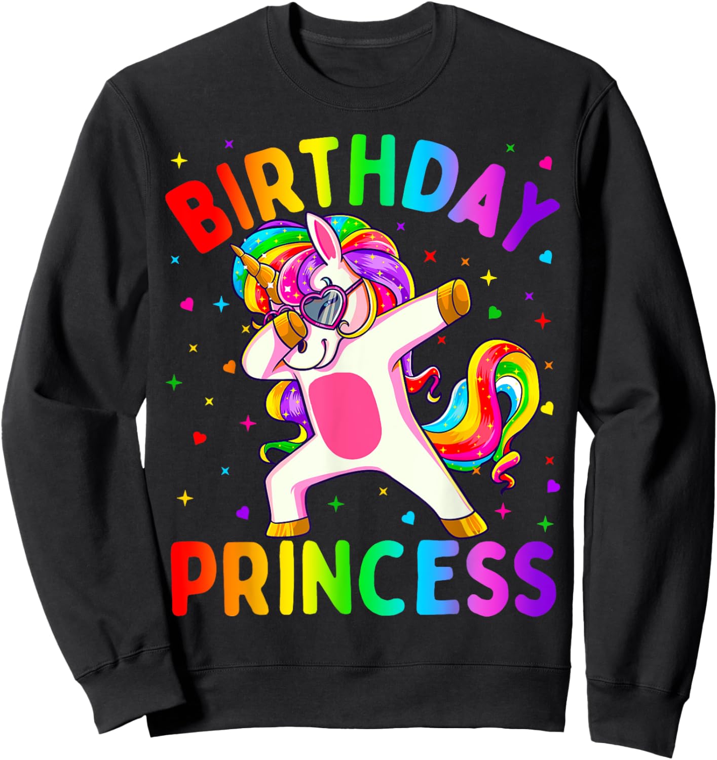 Birthday Princess Girl Dabbing Unicorn Girls Sweatshirt - Sweatshirt | Black