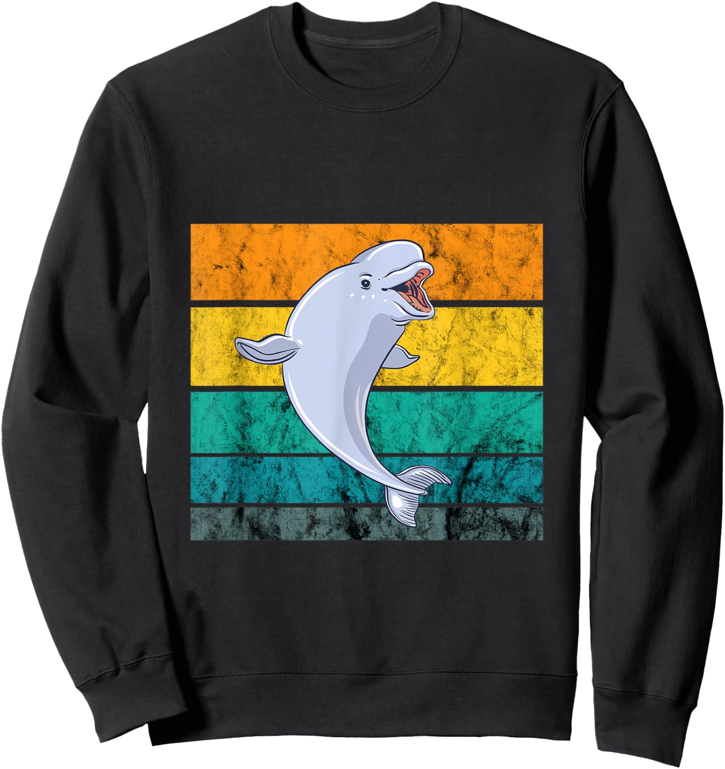 Beluga Whale Retro Vintage White Whale Arctic Ocean Mammals Sweatshirt - Sweatshirt | Black