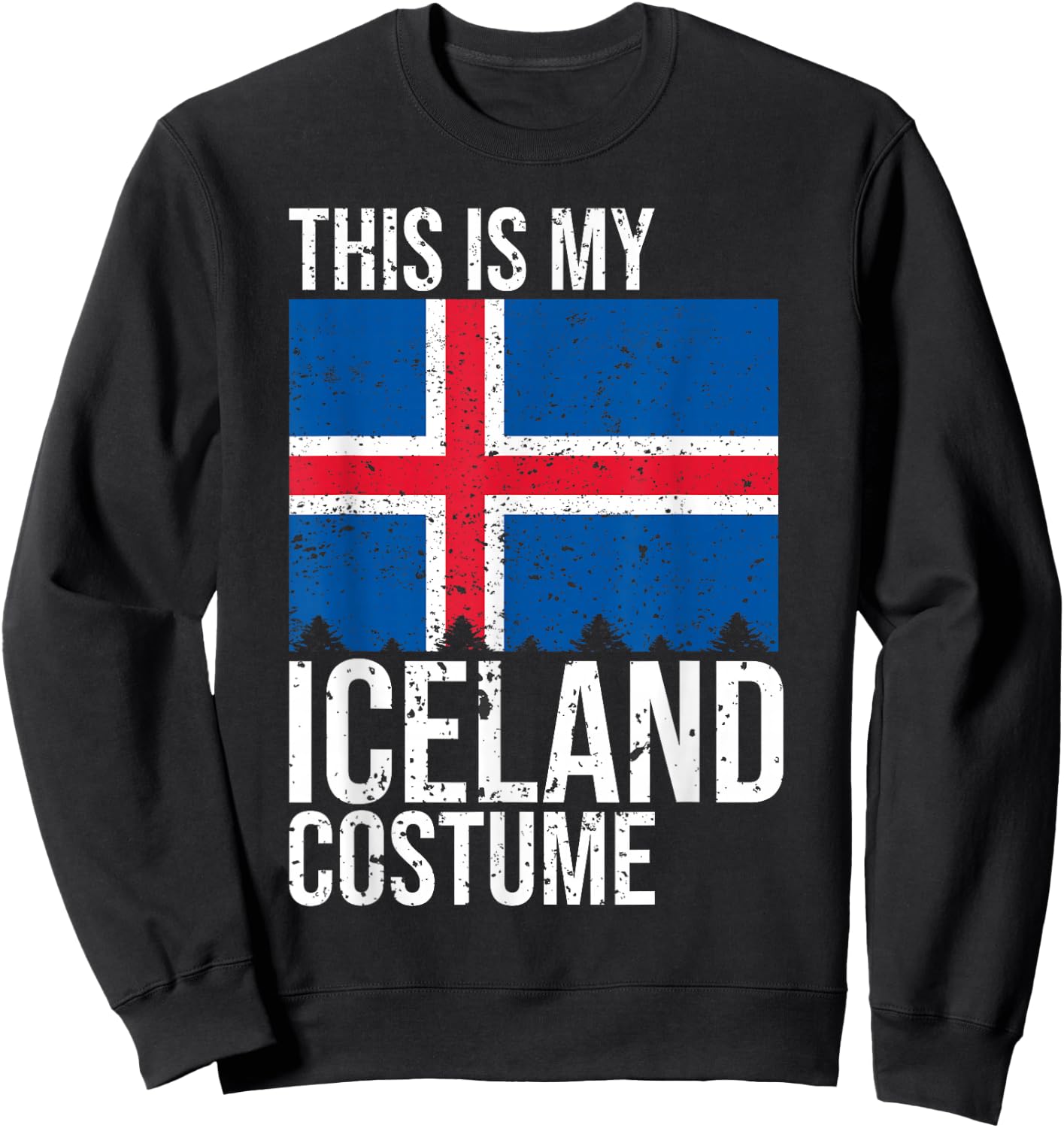 Vintage This Is My Iceland Flag Costume for Halloween Sweatshirt - Sweatshirt | Black