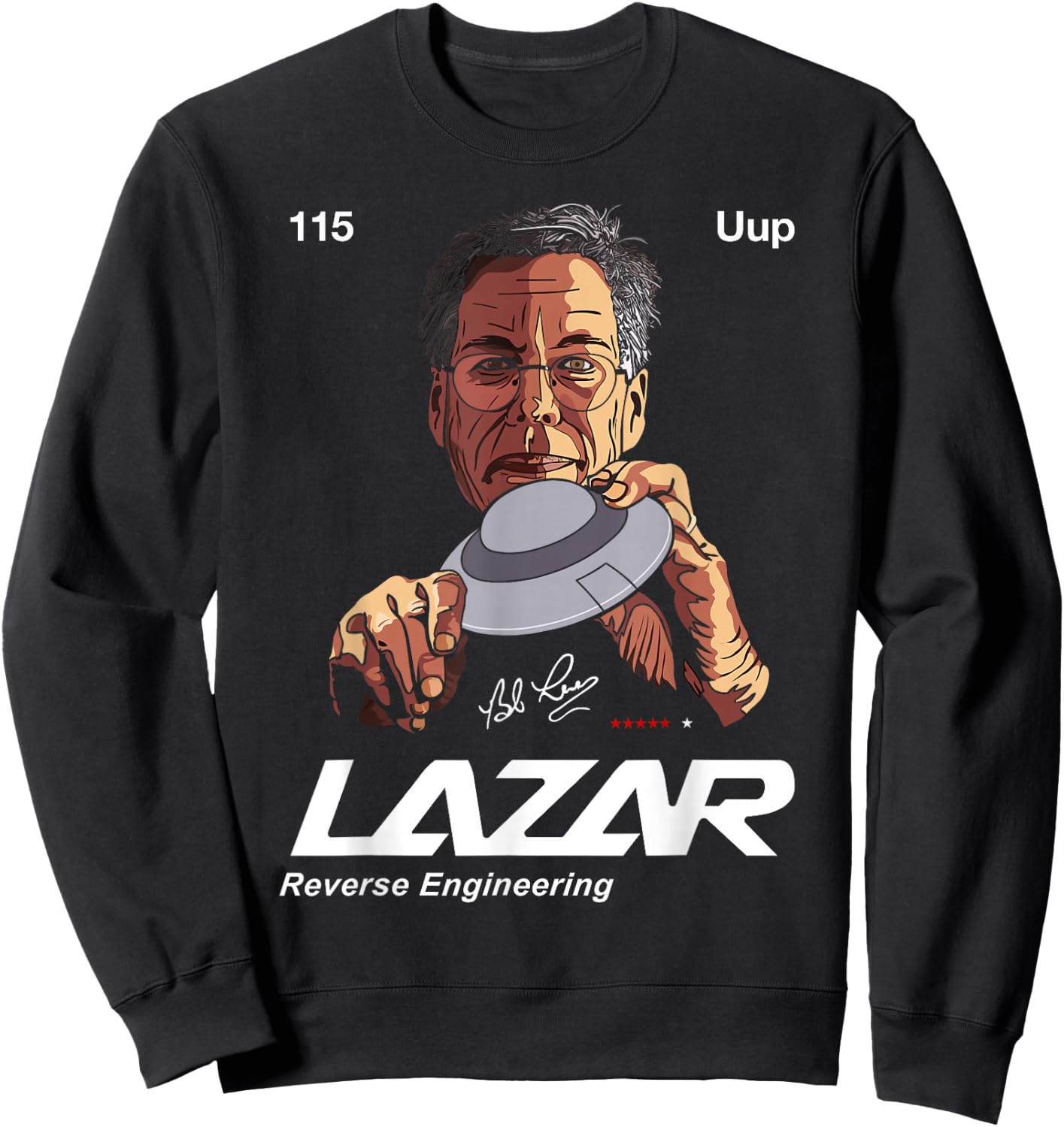 Bob Lazar Area 51 Reverse Engineering , -Adult, Black, Small, Short Sleeve, Classic Fit, Cotton 100% Sweatshirt - Sweatshirt | Black