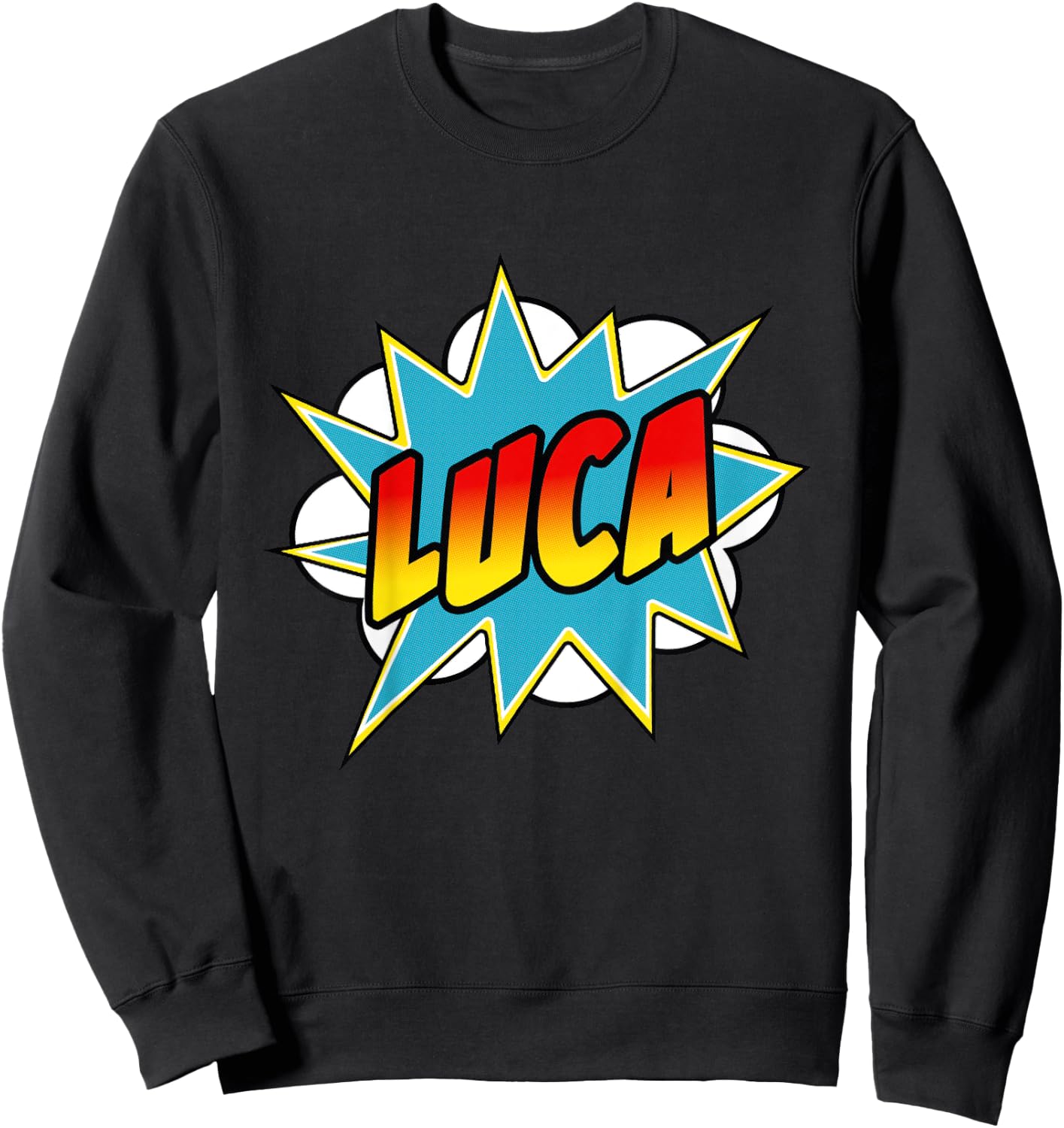 Kids Boys Luca Name Comic Book Superhero Sweatshirt - Sweatshirt | Black