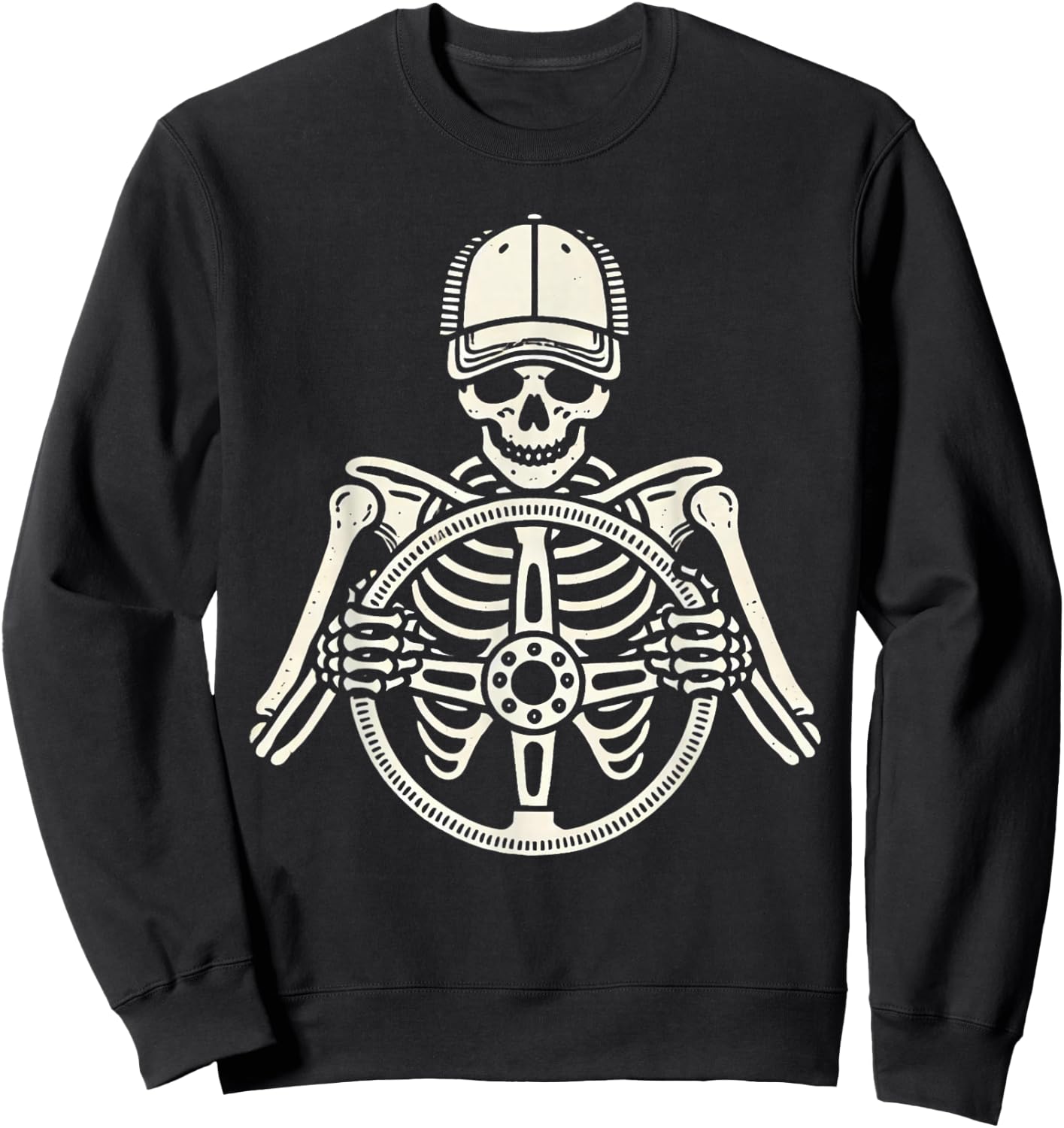 Funny Truck Driver Skeleton Trucker Long Distance Trucking Sweatshirt - Sweatshirt | Black