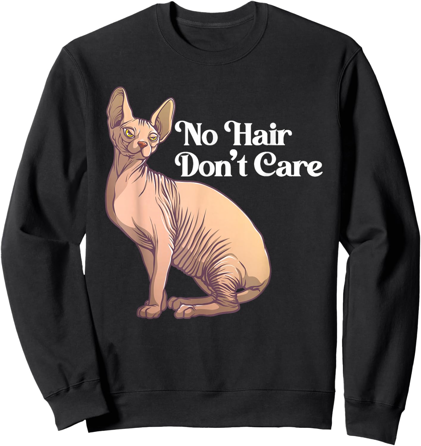 Funny Sphynx Cat Art Women Hairless Cat Lover Pet Sweatshirt - Sweatshirt | Black