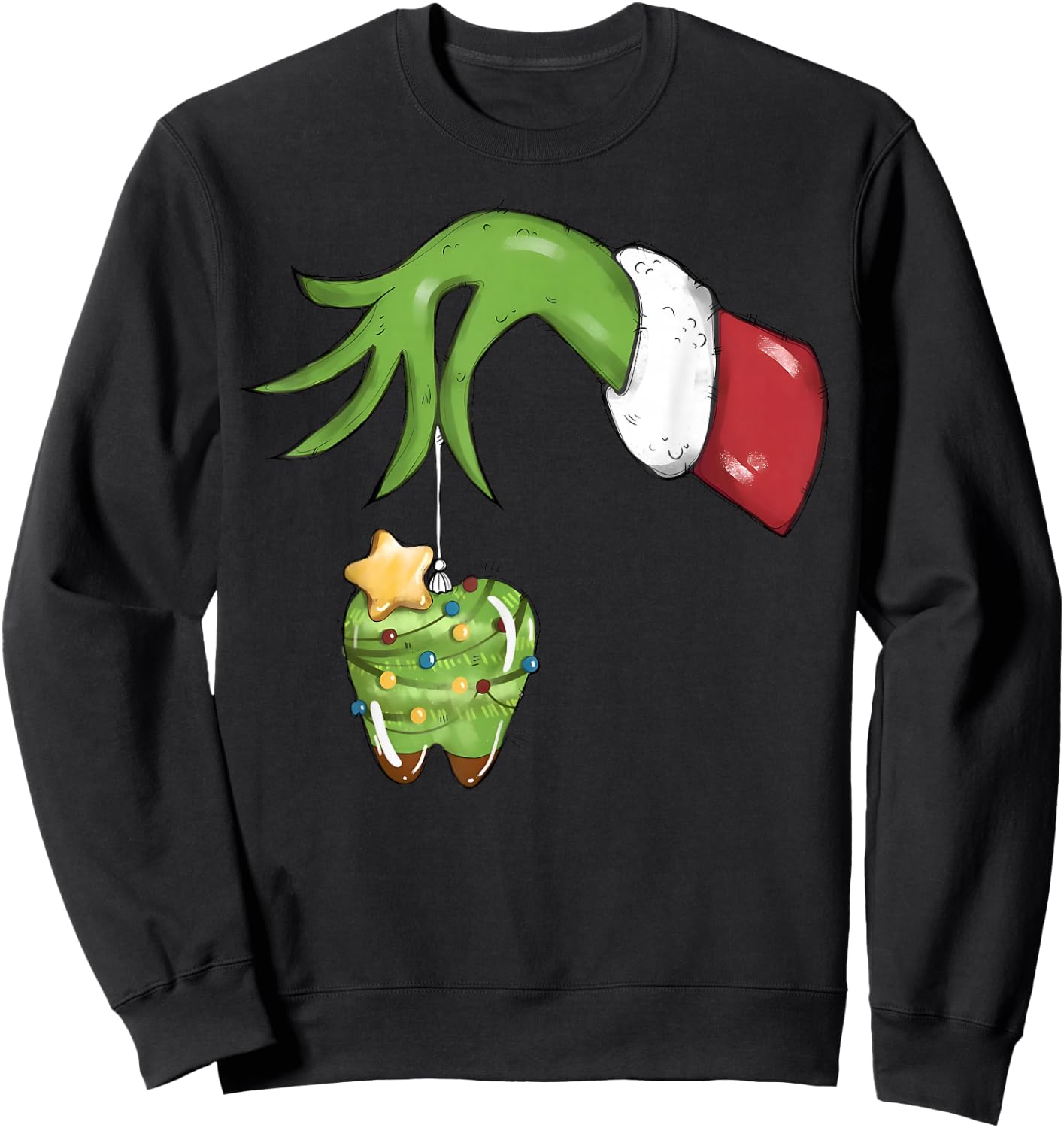 Christmas Teeth Dentist Xmas Reindeer Santa Squad Pajamas Sweatshirt - Sweatshirt | Black