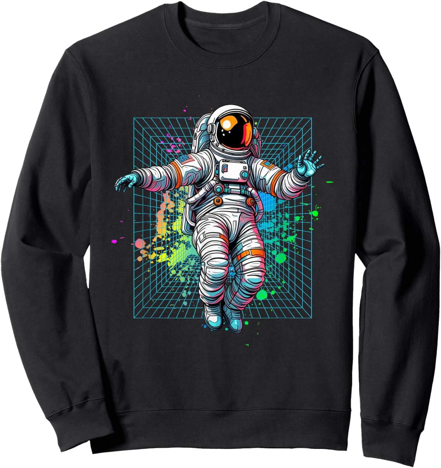 Astronaut Floating in Space Galaxy Graphic Sweatshirt - Sweatshirt | Black