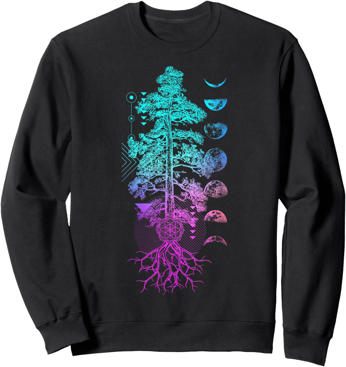Tree of Life Phases of the Moon Yoga Chakra Gift Sweatshirt - Sweatshirt | Black