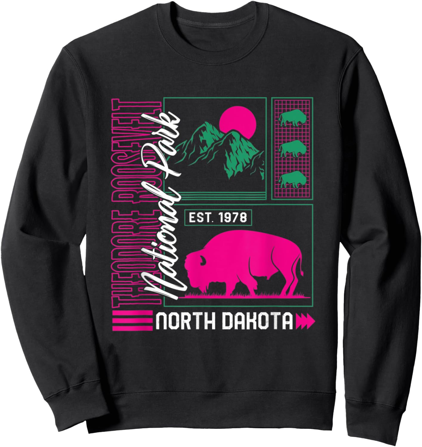 Theodore Roosevelt National Park North Dakota Hiker Souvenir Sweatshirt - Sweatshirt | Black