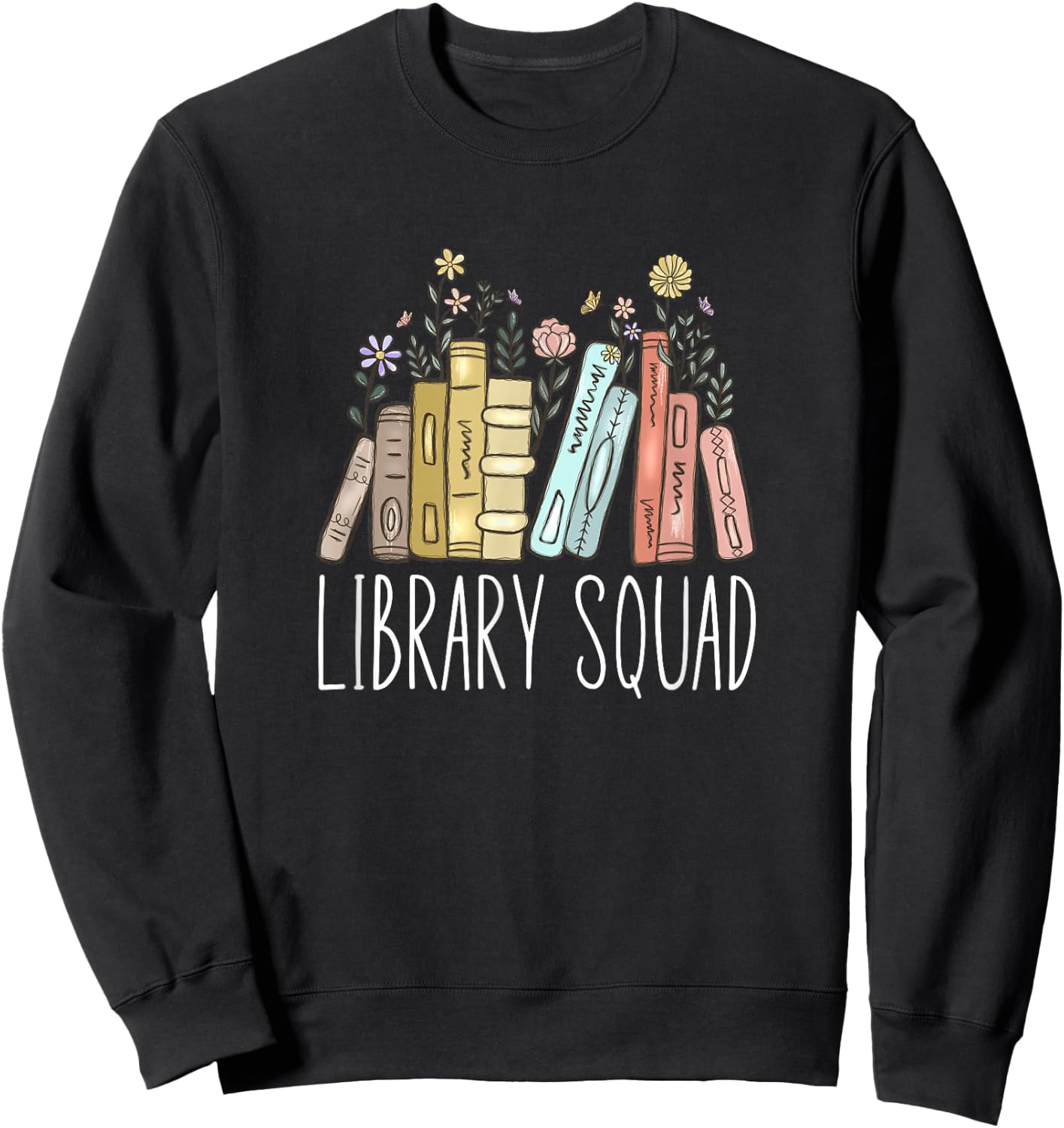 Book Worm Shop Library Squad - Black, -Adults/Kids, Short Sleeve, Modern, Letter Print, , Classic Fit, Pull On, Imported Sweatshirt - Sweatshirt | Black