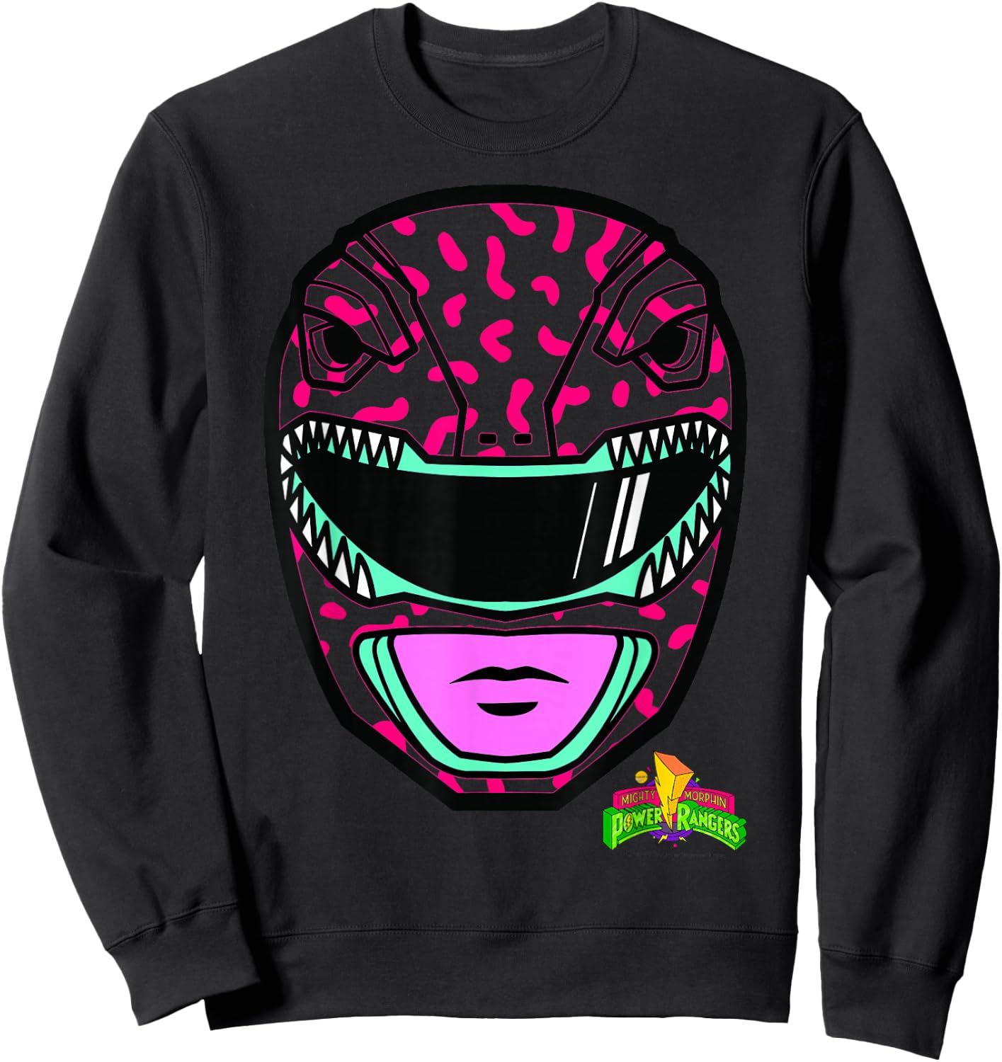 Power Rangers Red Ranger Retro Print Big Face Sweatshirt - Sweatshirt | Black