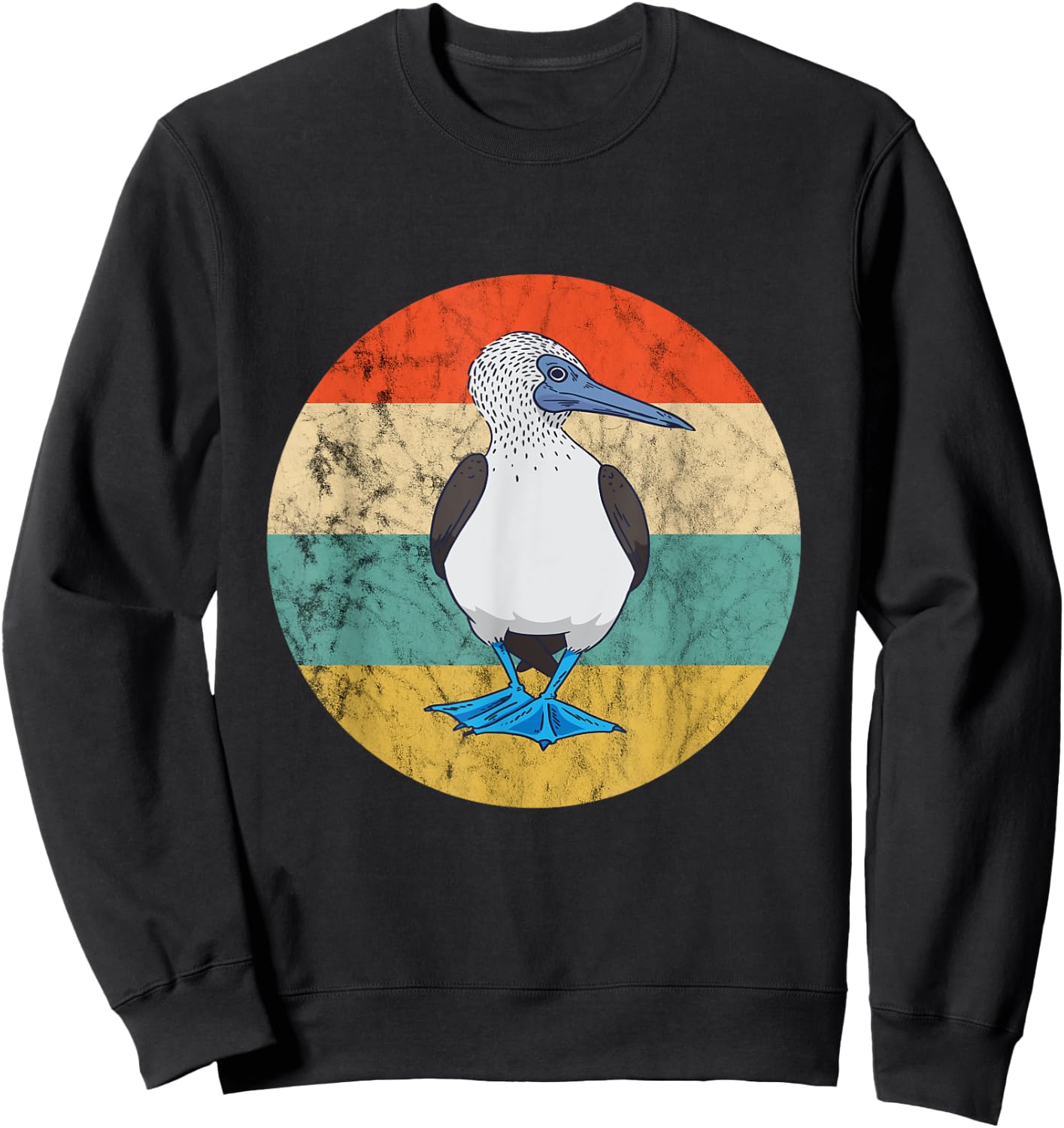 Blue Footed Boobies Retro Vintage Sunset Tropical Sea Bird Sweatshirt - Sweatshirt | Black