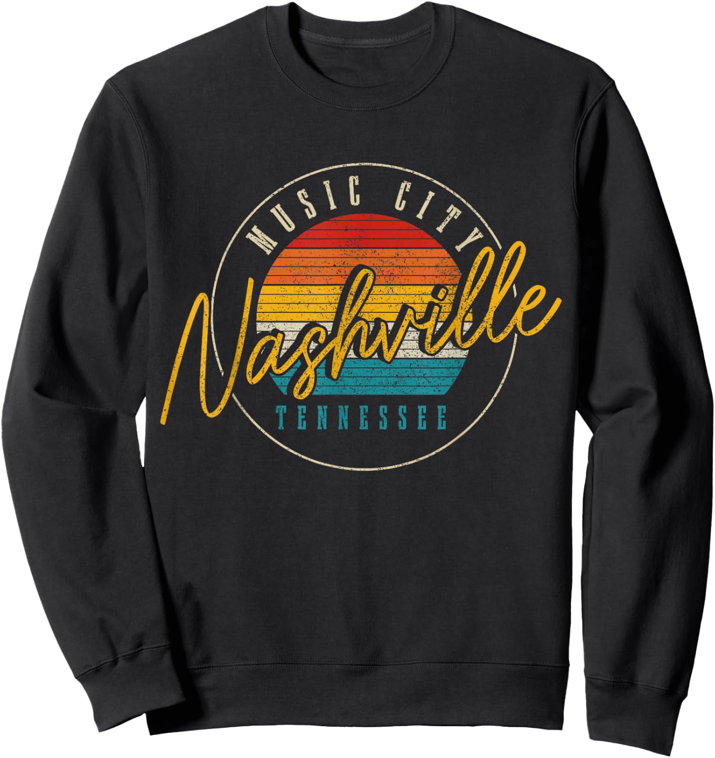 Nashville Tennessee Country Music City Gift Vintage Sweatshirt - Sweatshirt | Black
