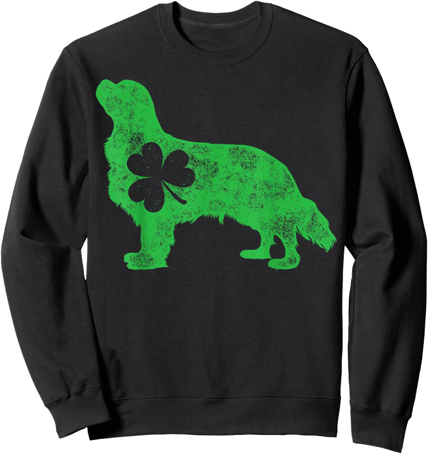 Cavalier King Charles Spaniel St Patricks Day Men Shamrock Sweatshirt - Sweatshirt | Black