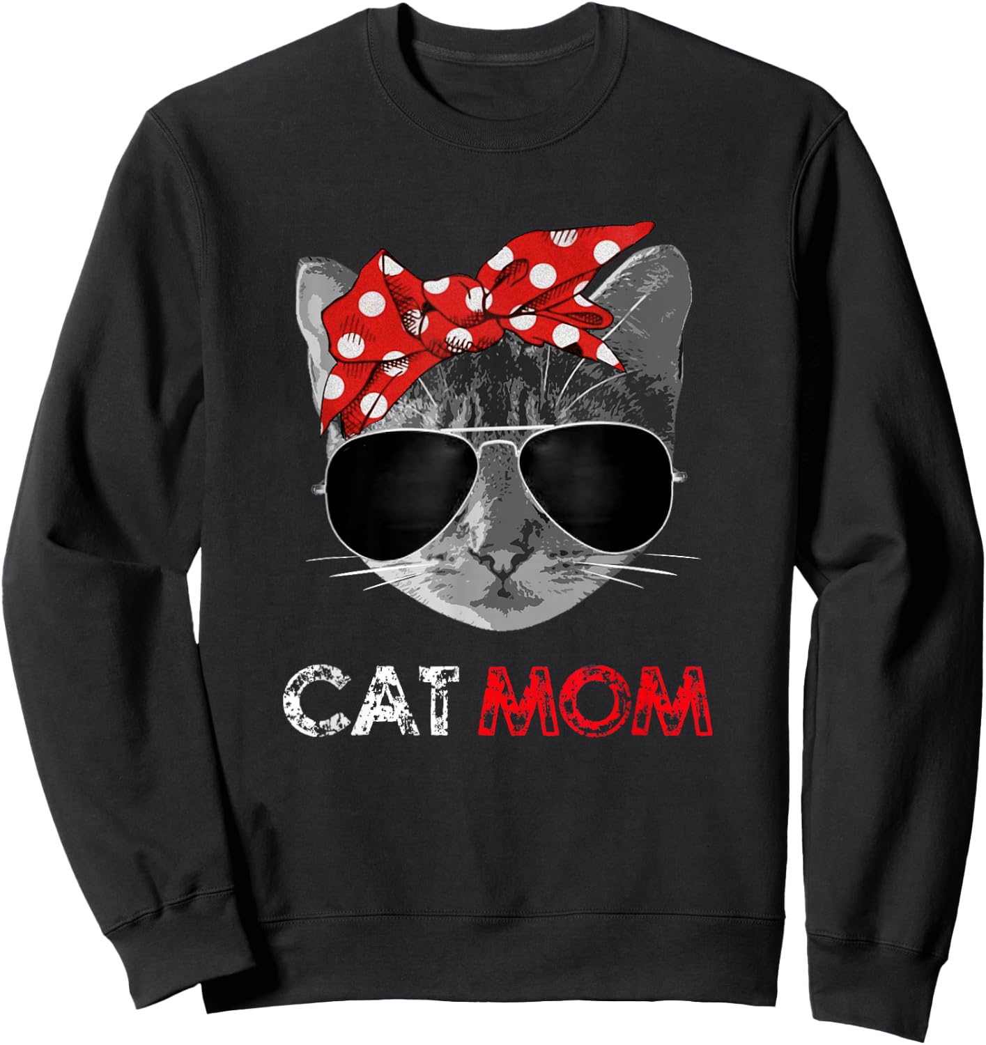 Cat Mom Shirt Cat Mommy Mother's Day Gift Cat Lovers Sweatshirt - Sweatshirt | Black