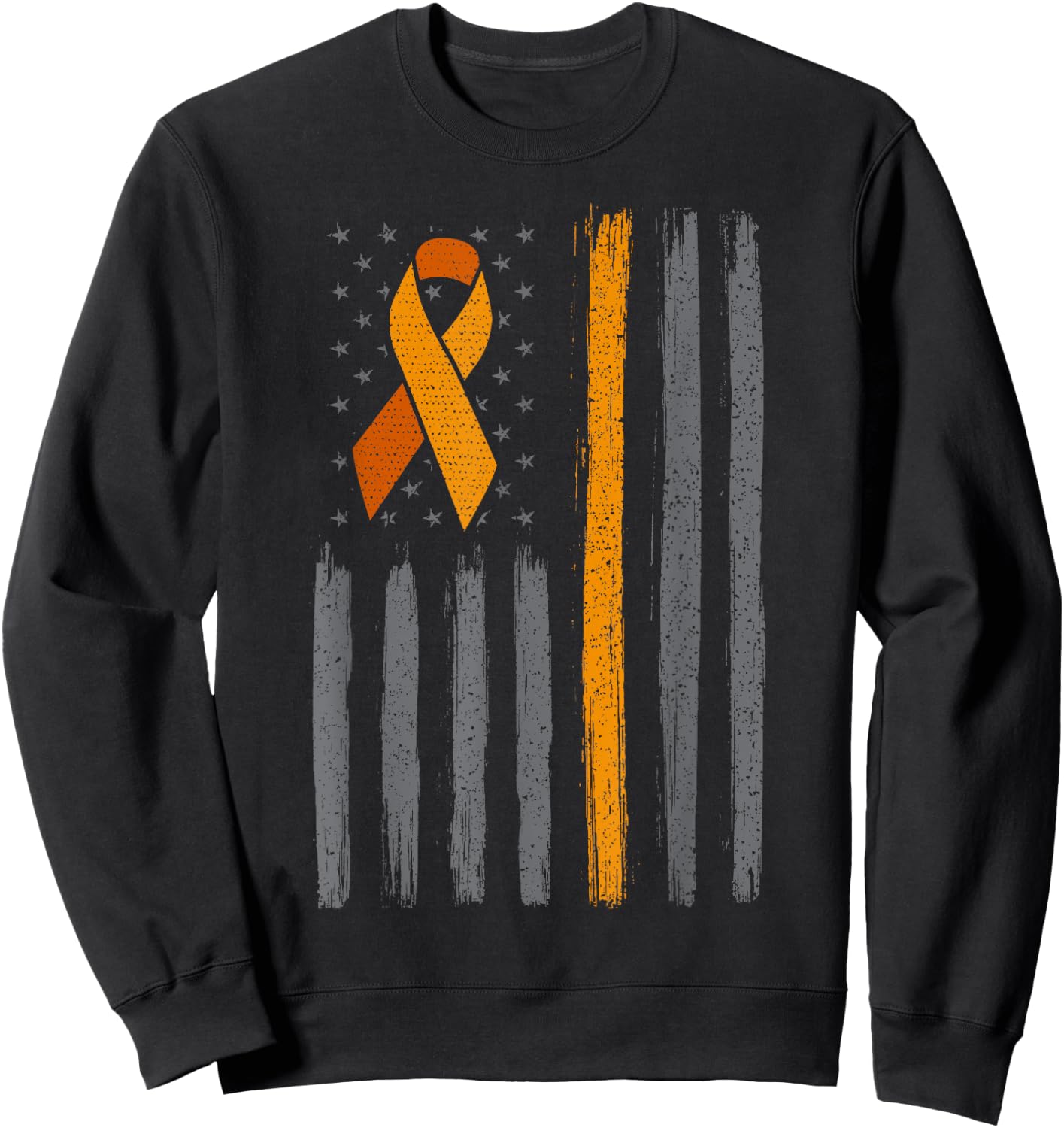 Orange ribbon flag leukemia blood cancer awareness Sweatshirt - Sweatshirt | Black