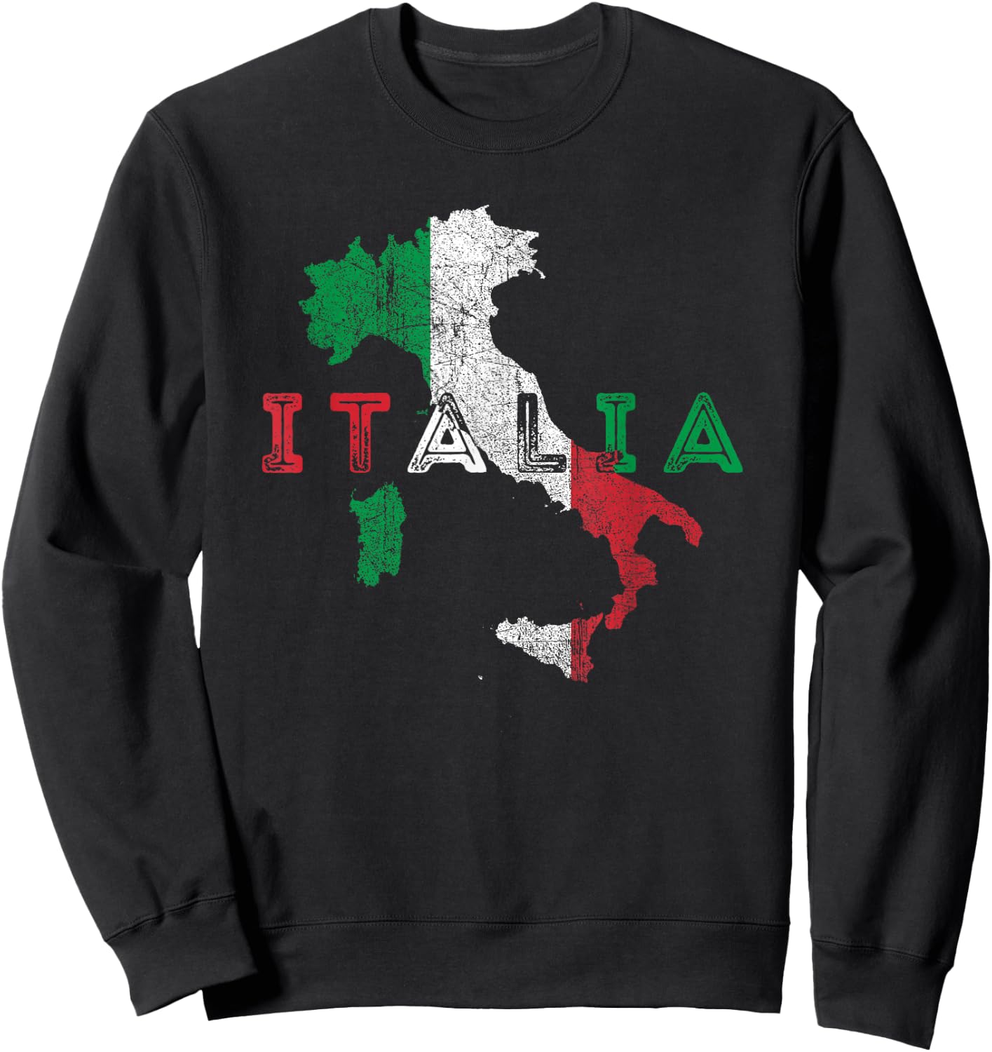Italy Map and Flag Souvenir - Distressed Italia Sweatshirt - Sweatshirt | Black
