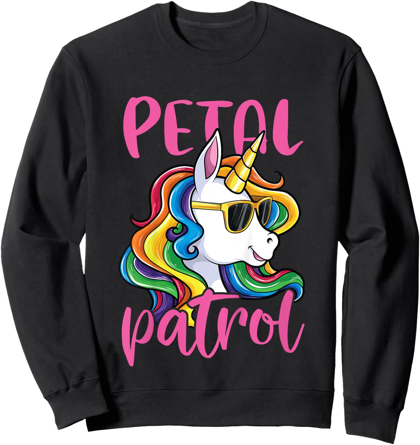 Flower Girl Shirt Wedding Unicorn Petal Patrol Sweatshirt - Sweatshirt | Black