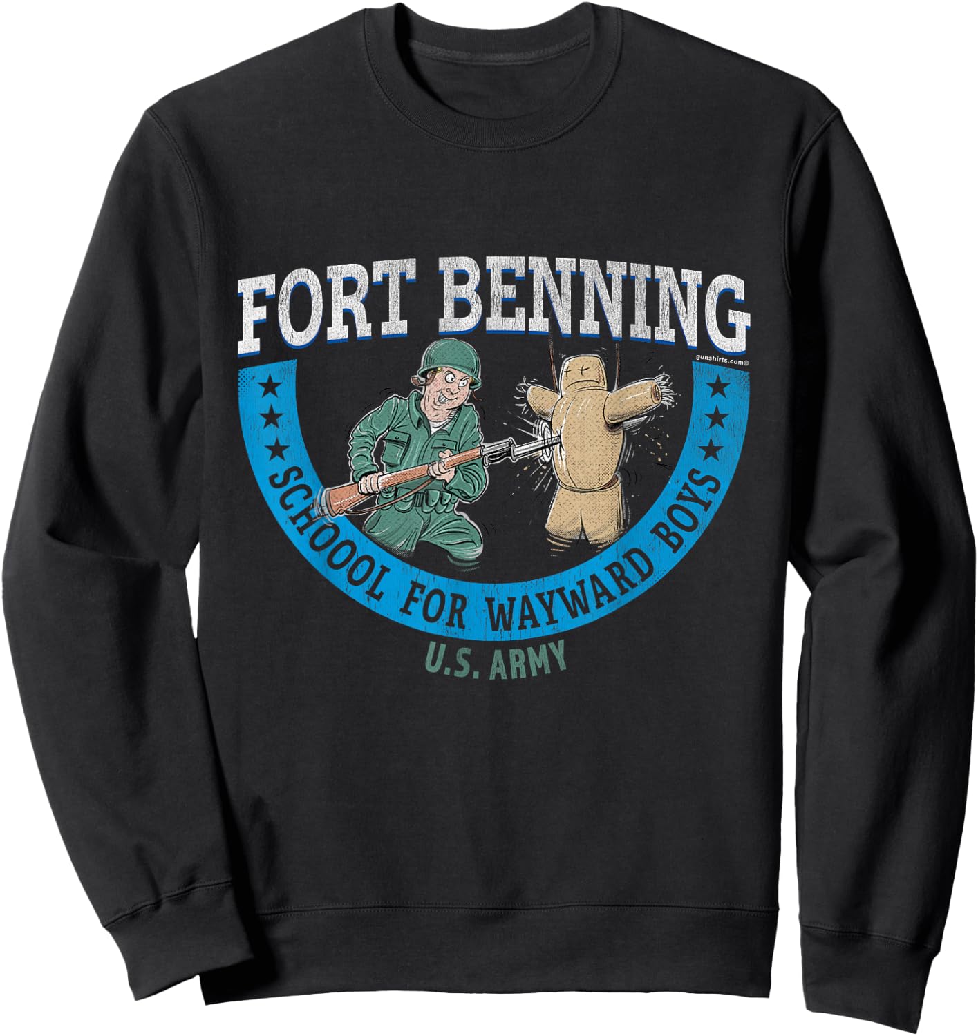Fort Benning - School for Wayward Boys, Retro look Sweatshirt - Sweatshirt | Black