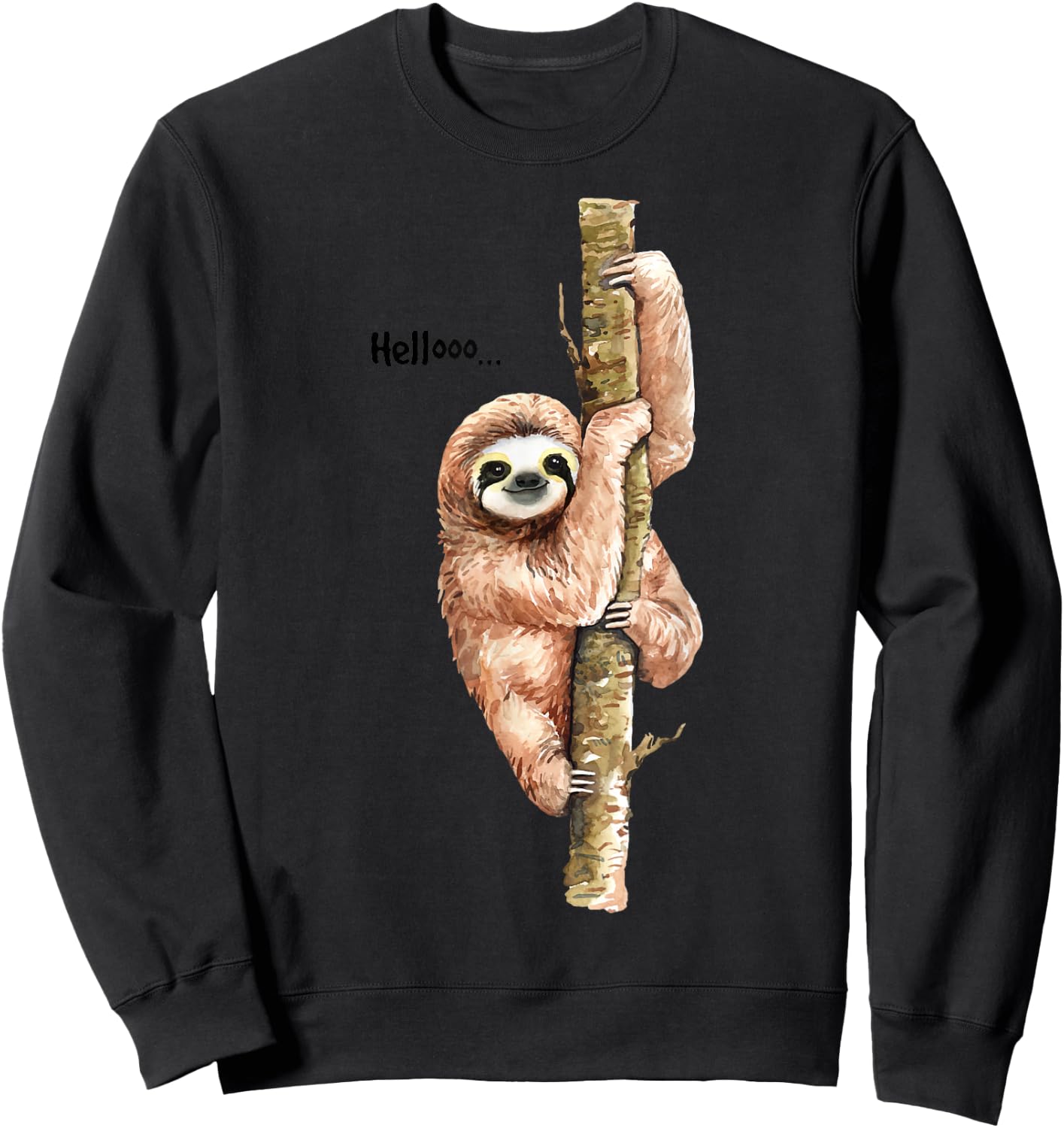 Sloth Hello Watercolor Sweatshirt - Sweatshirt | Black
