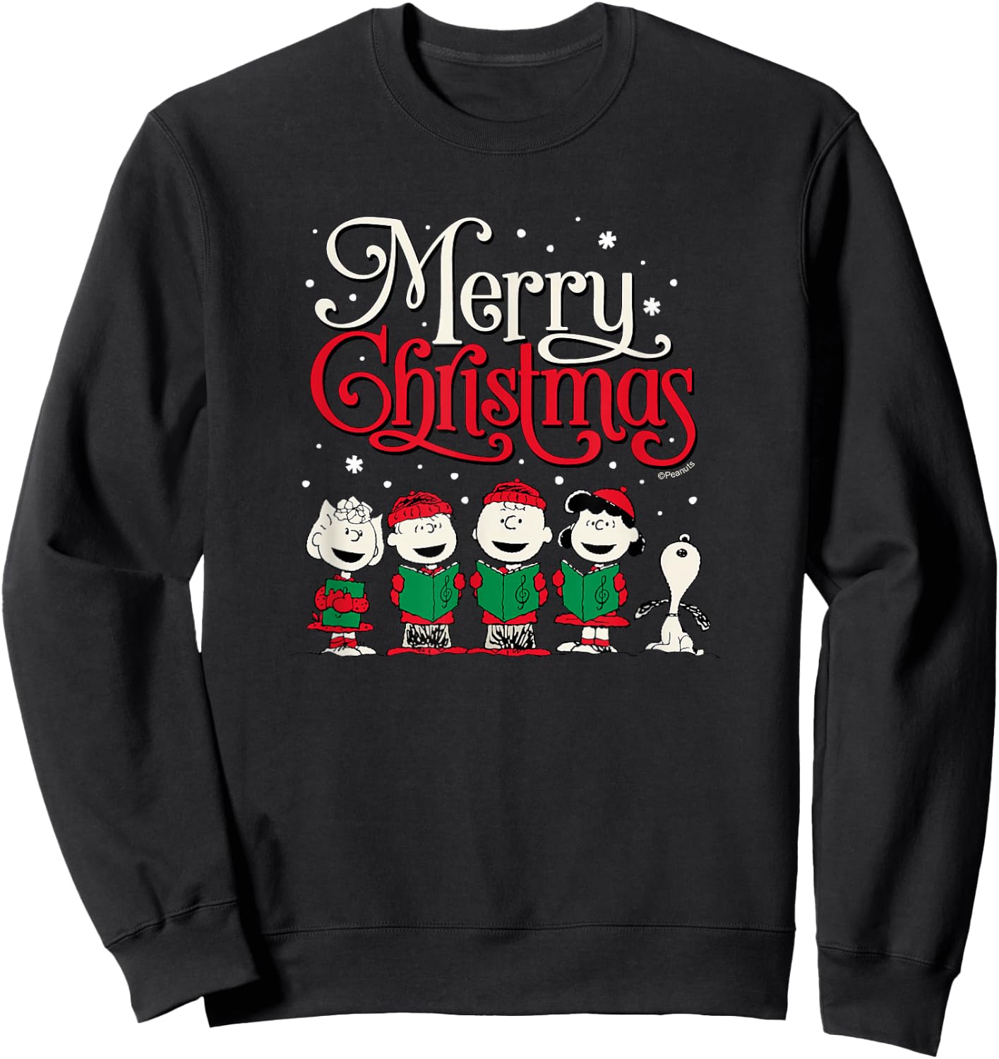 Peanuts - Snoopy Charlie Linus Sally Merry Christmas Choir Sweatshirt - Sweatshirt | Black