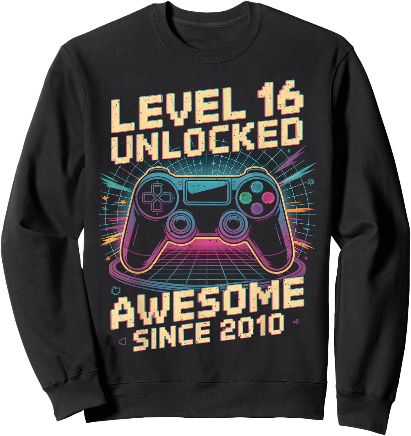 16 Year Old Boy Level 16 Gamer 2010 16th Birthday Party Gift Sweatshirt - Sweatshirt | Black